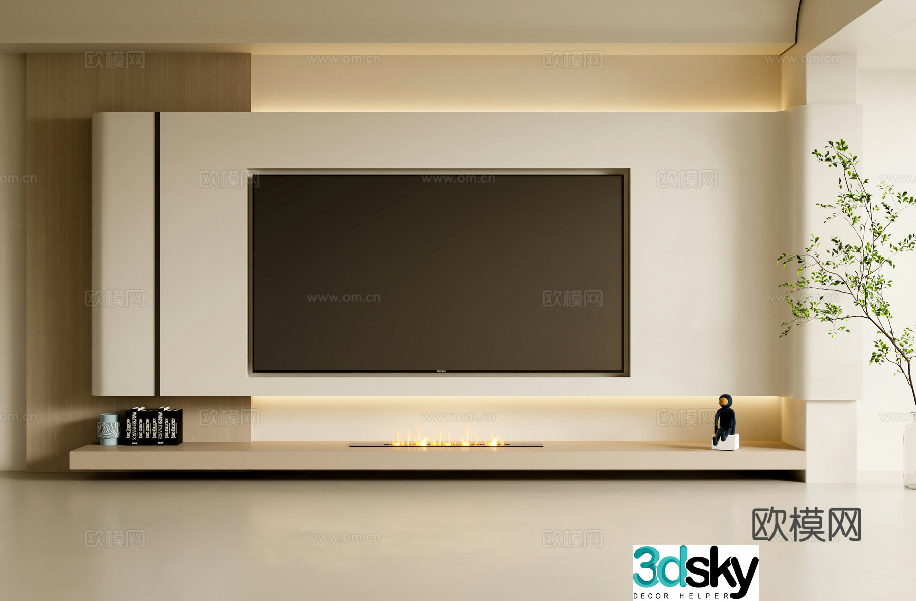 Living room background wall 3d model