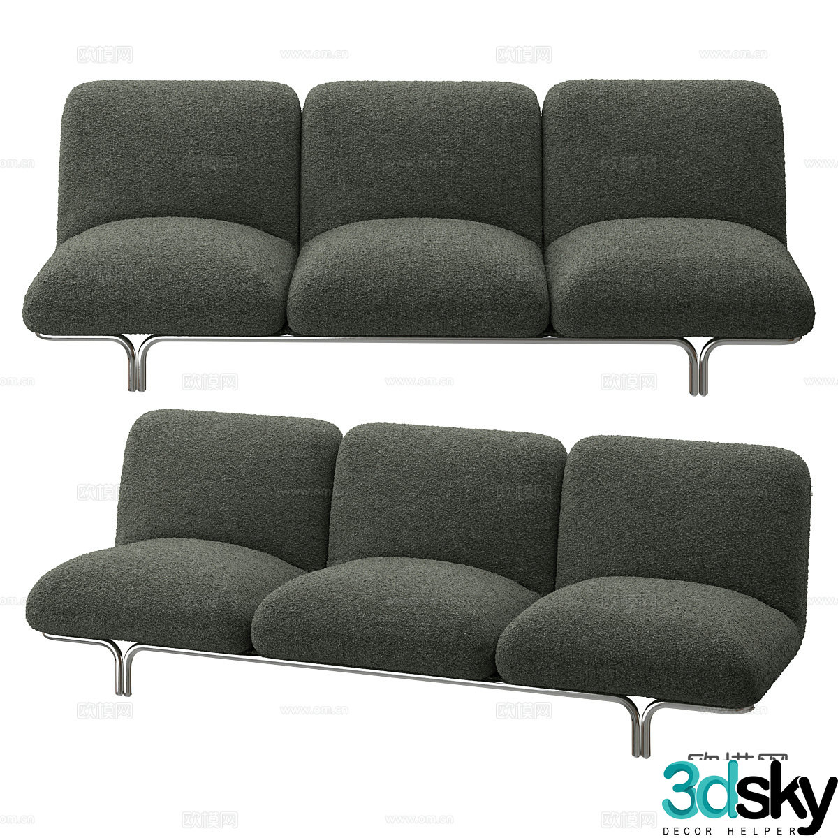 Three-person sofa chair 3d model