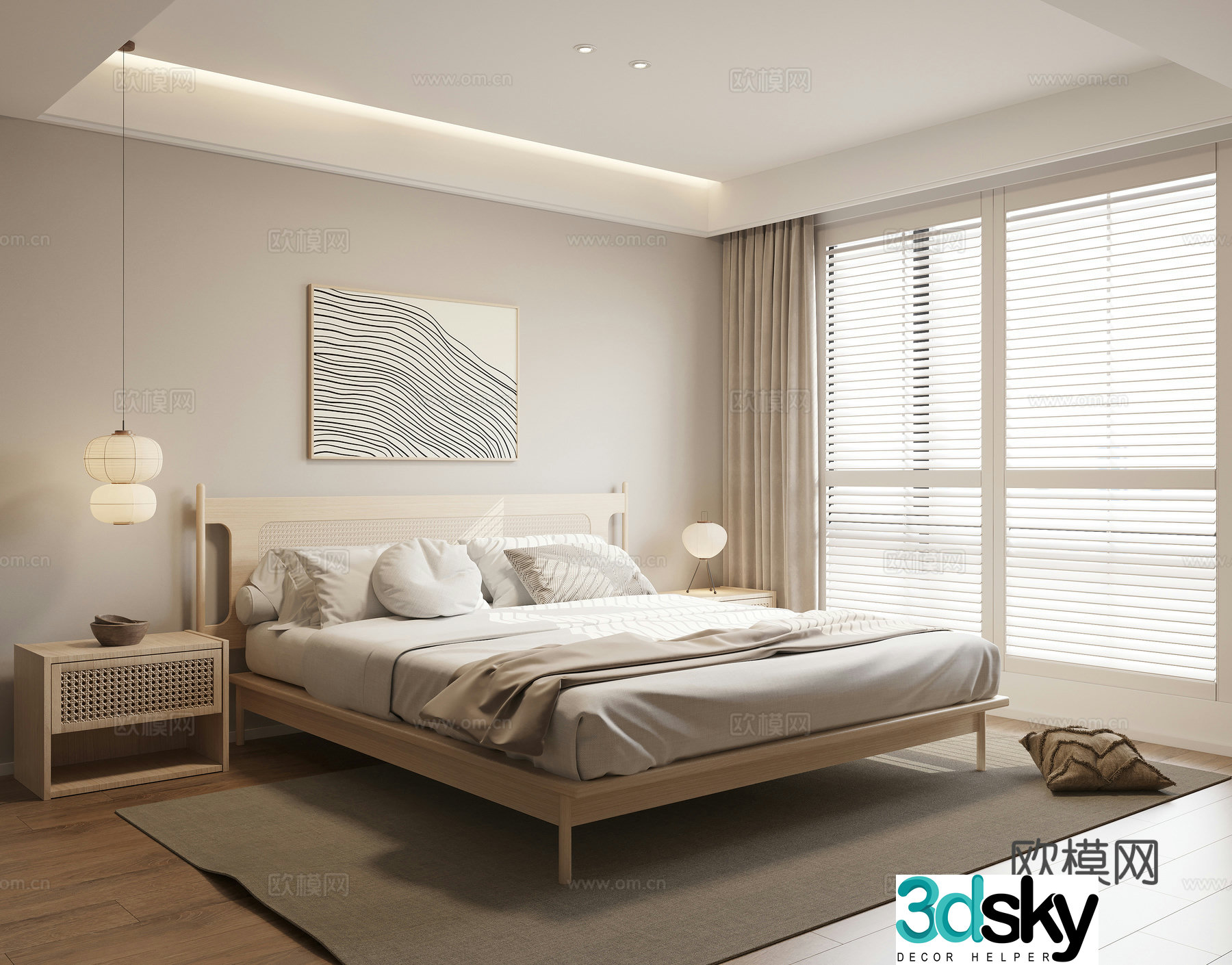 Wasabi Bedroom Double Bed 3D Model