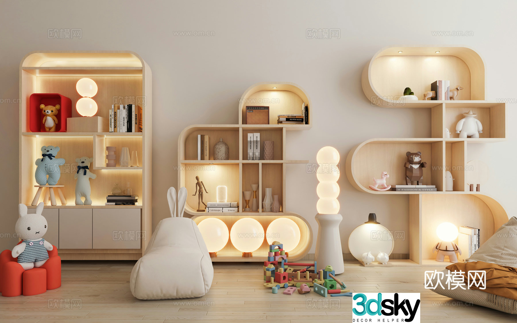 Children’s bookshelf decoration cabinet Children’s room bookcase bookcase bookcase study living room finished bookcase kindergarten short book 3D model