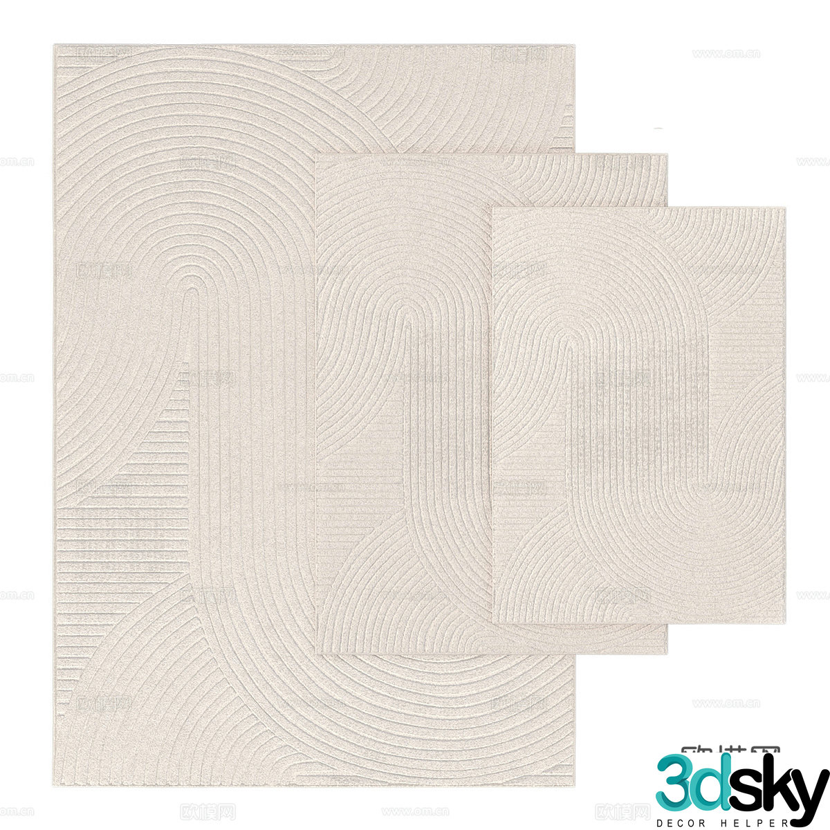 Modern cream style xicili fabric carpet 3d model