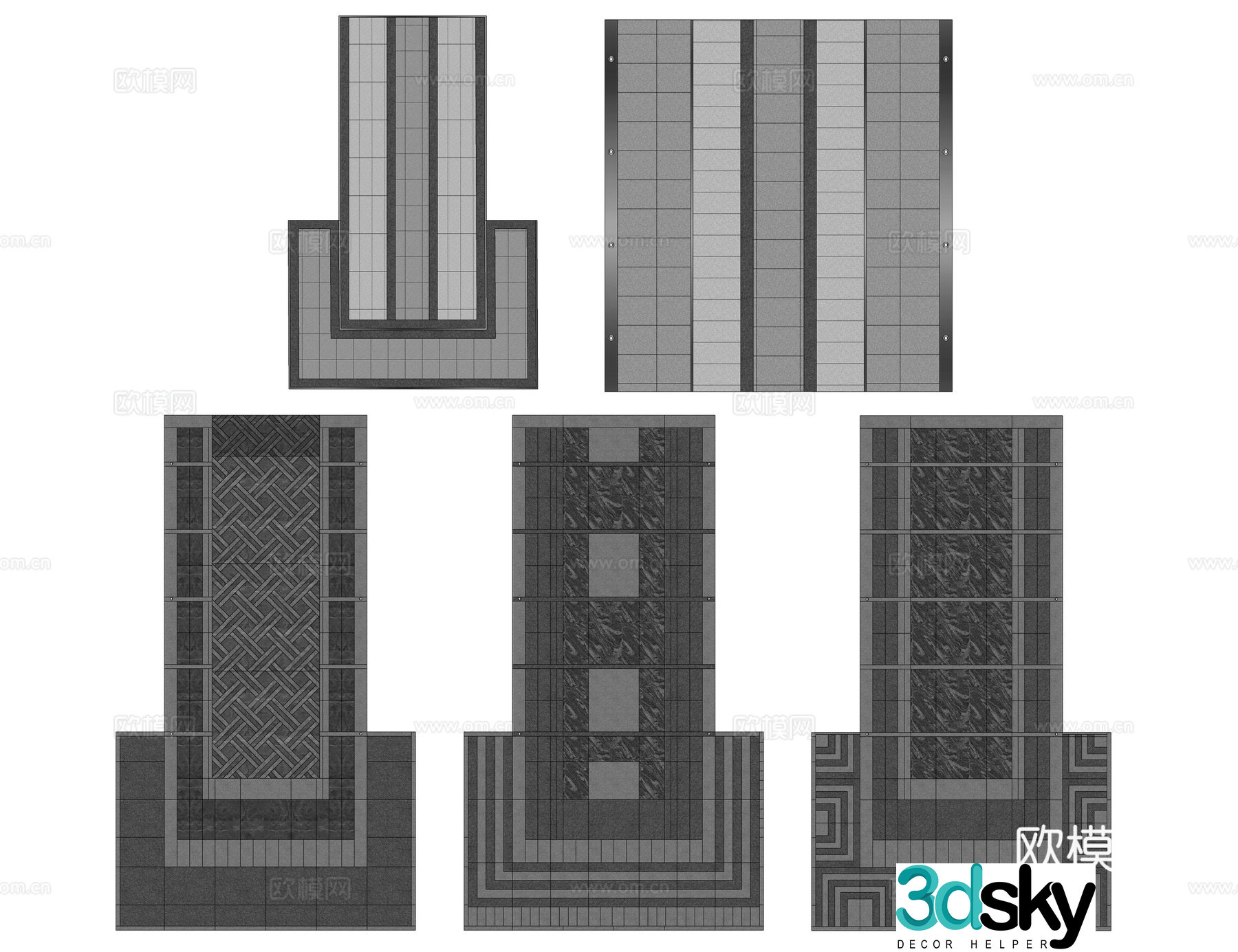 New Chinese style paving housekeeping specialty paving unit door paving carpet paving 3D model