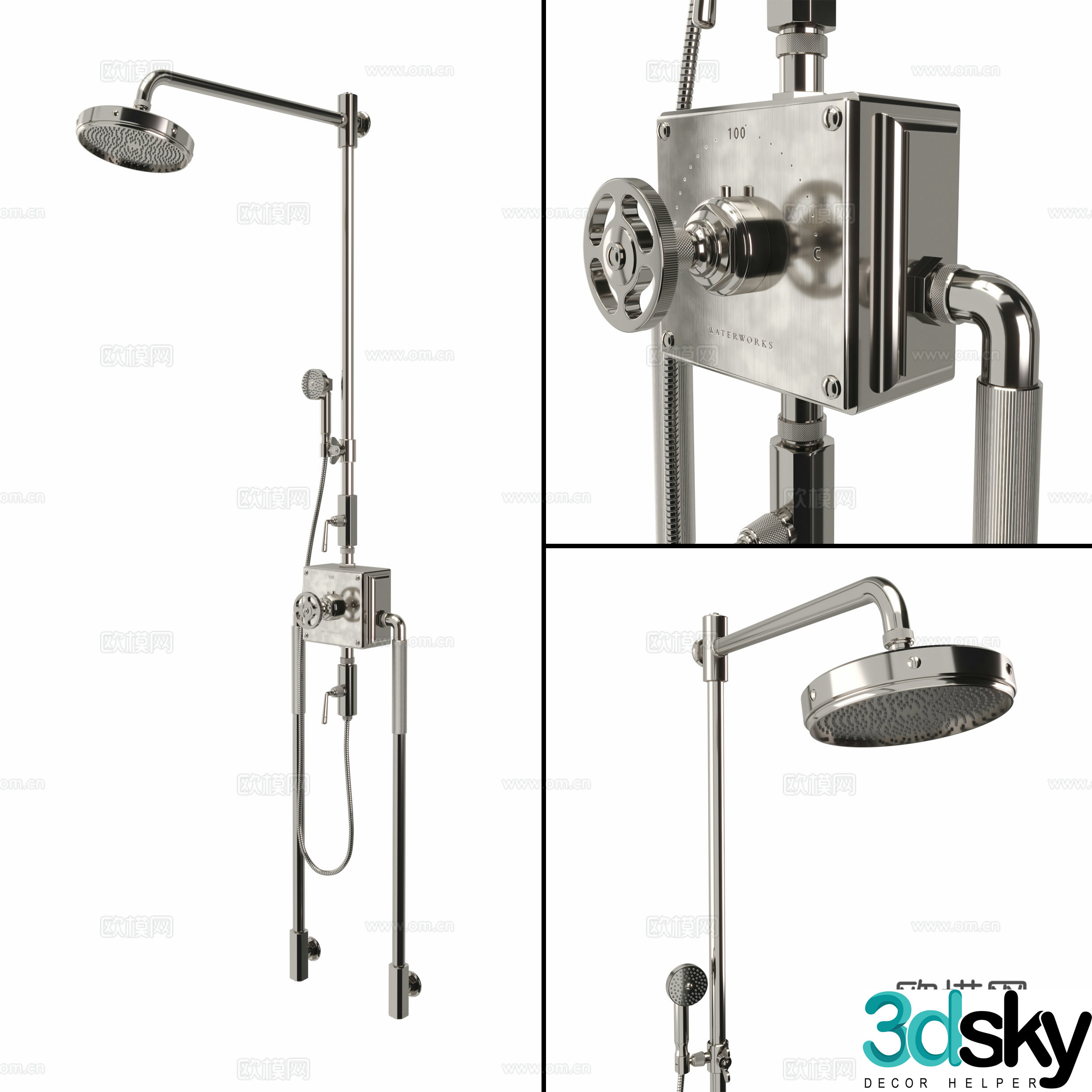 Modern industrial style shower shower 3d model