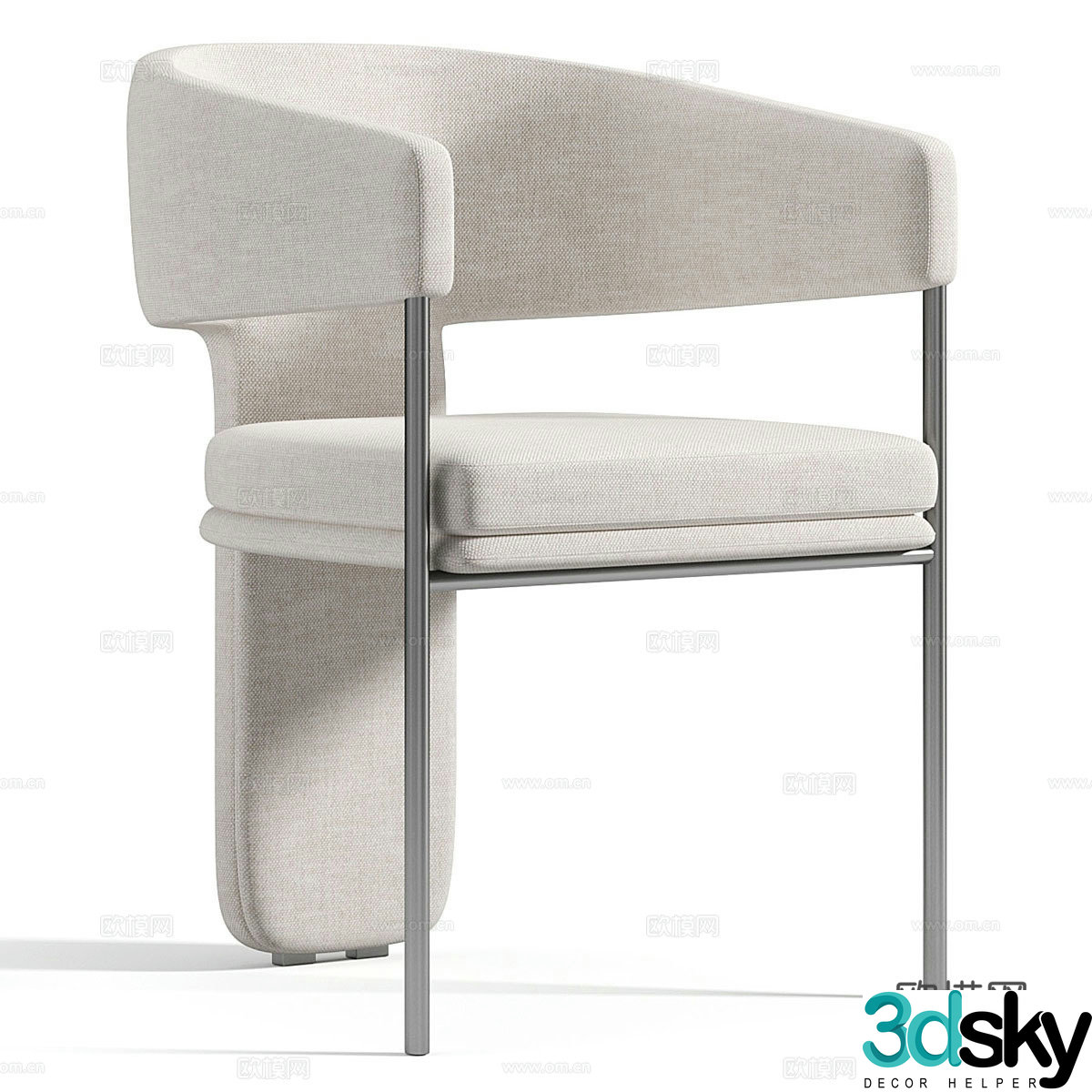 New Chinese style light luxury dining chair book chair armchair 3d model