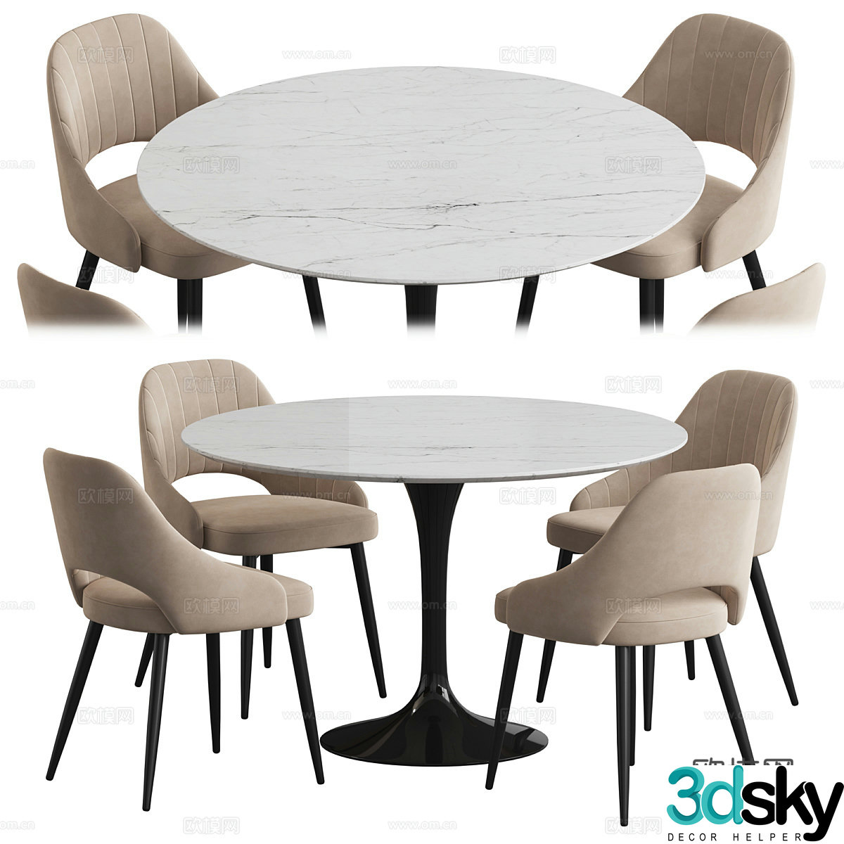 Dining table and dining chair 3d model