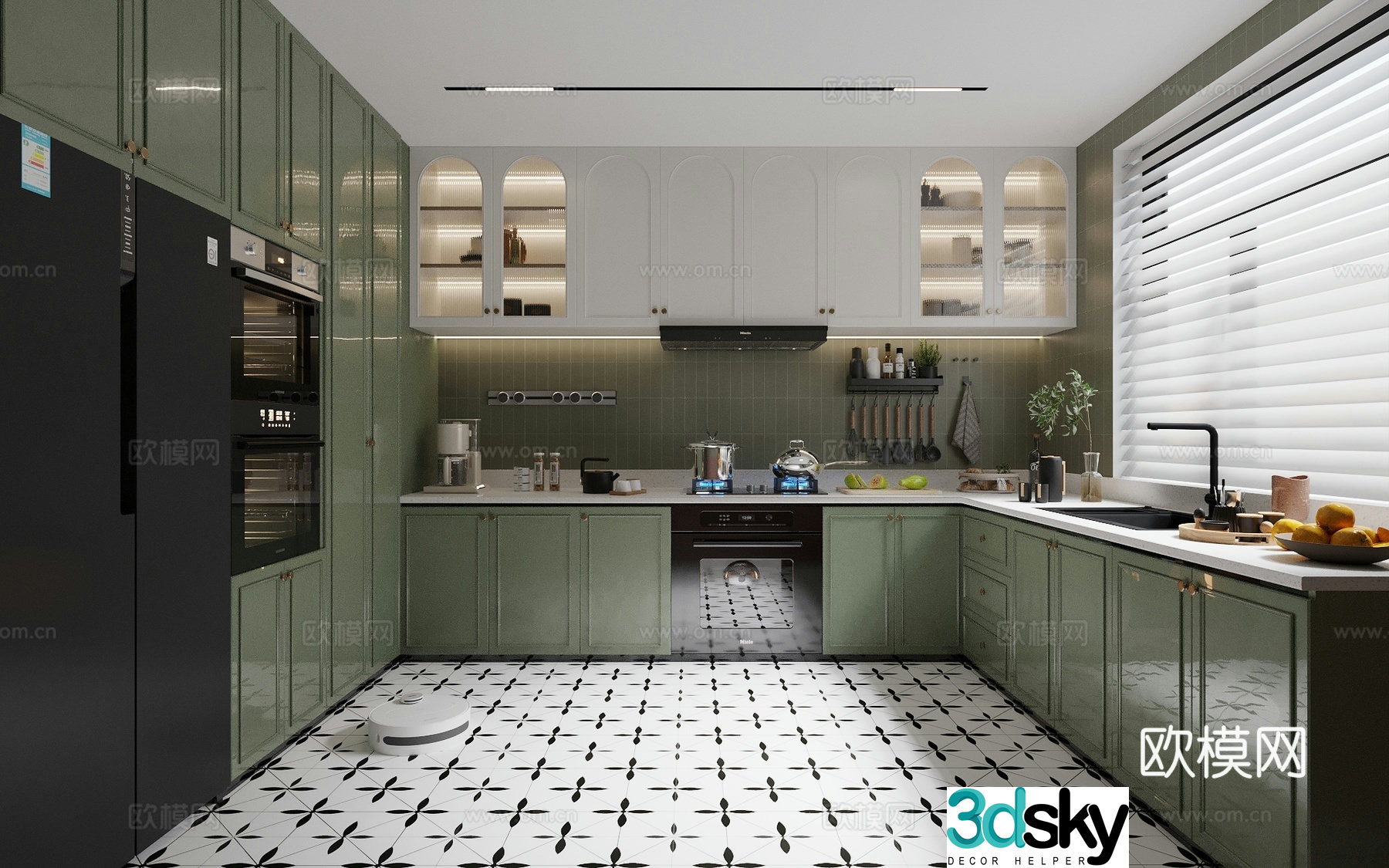 Retro medieval closed kitchen_medium-old kitchen_steaming and baking_dishwasher 3D model