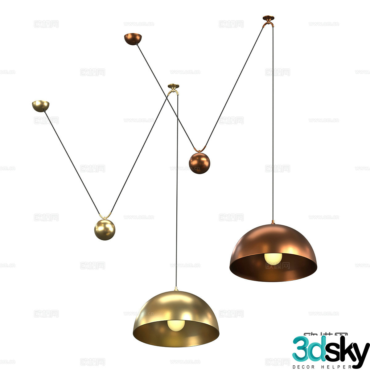 Modern minimalist decorative chandeliers 3d model