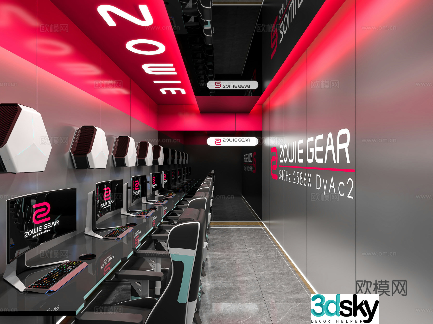 Modern Internet cafe private room 3D model