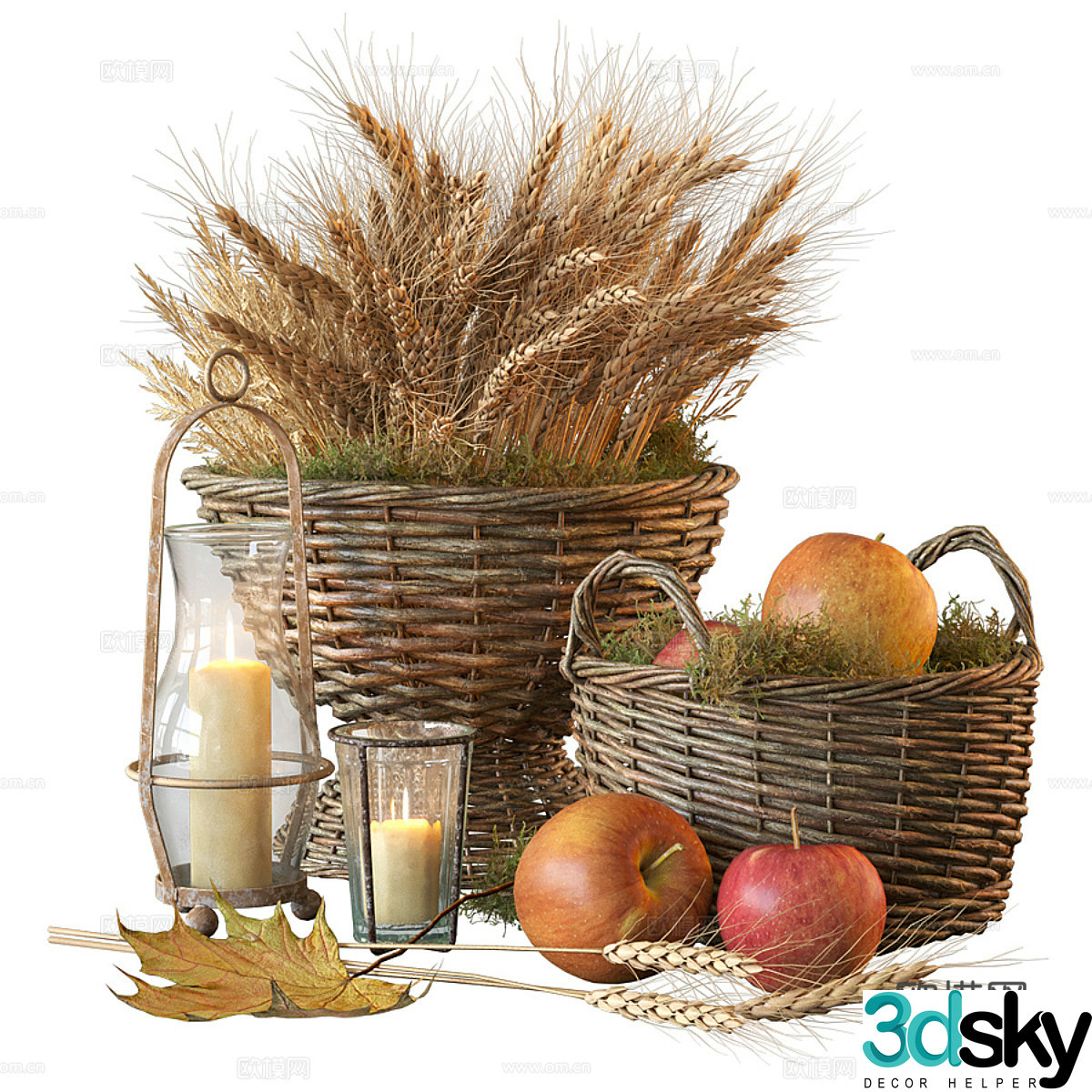 New Chinese Wasabi Fruit Apple Wheat Ears 3D Model