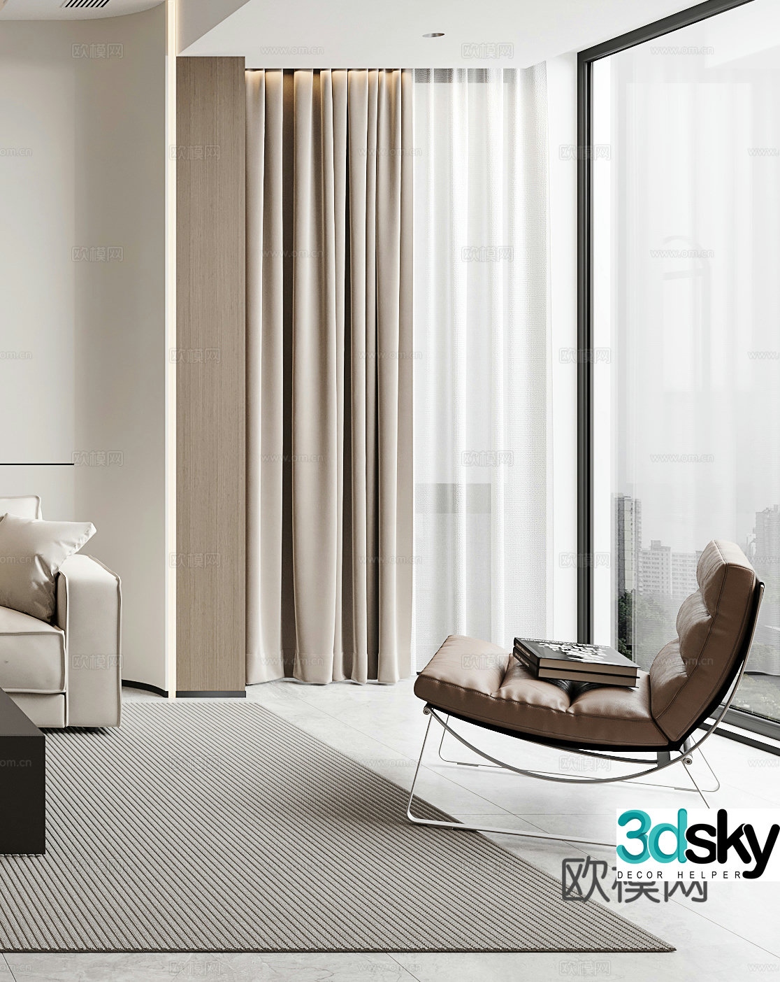 Modern casual chair rocking chair single chair side table corner table single chair simple 3d model