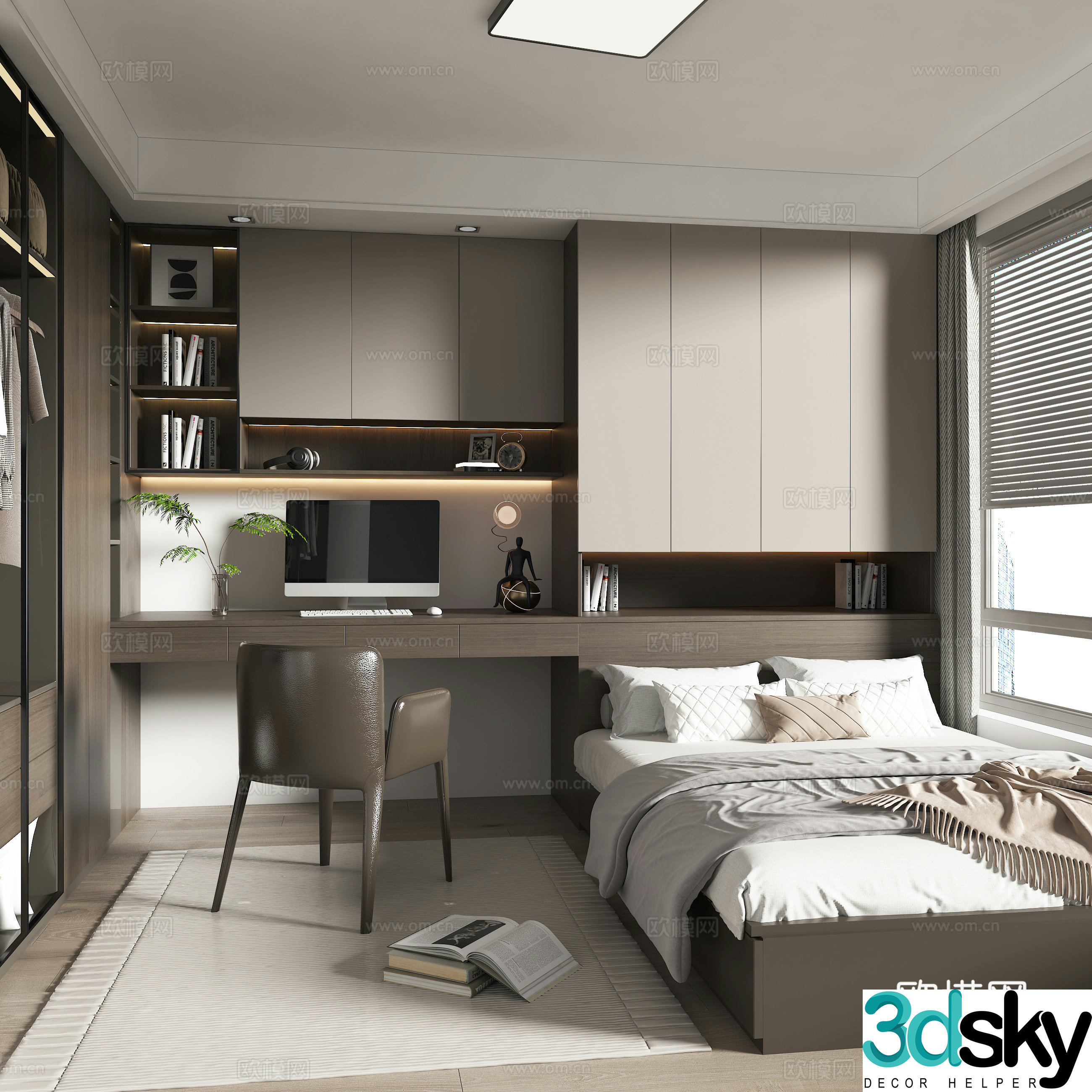 Modern home tatami bedroom 3D model 3D model