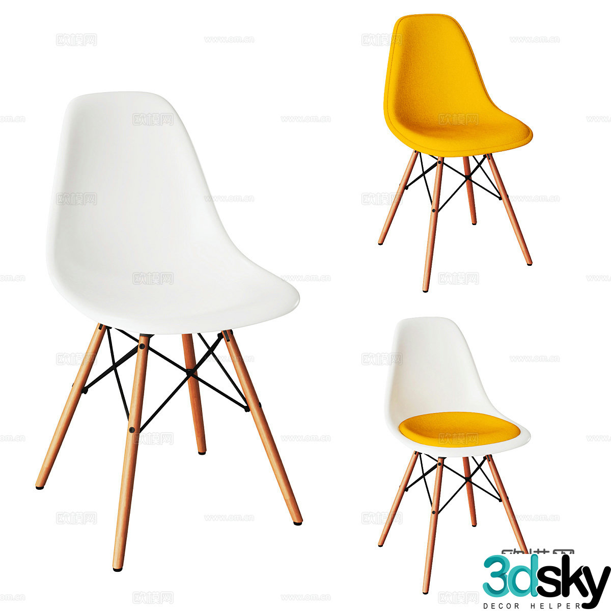 Eames plastic side chair 3d model