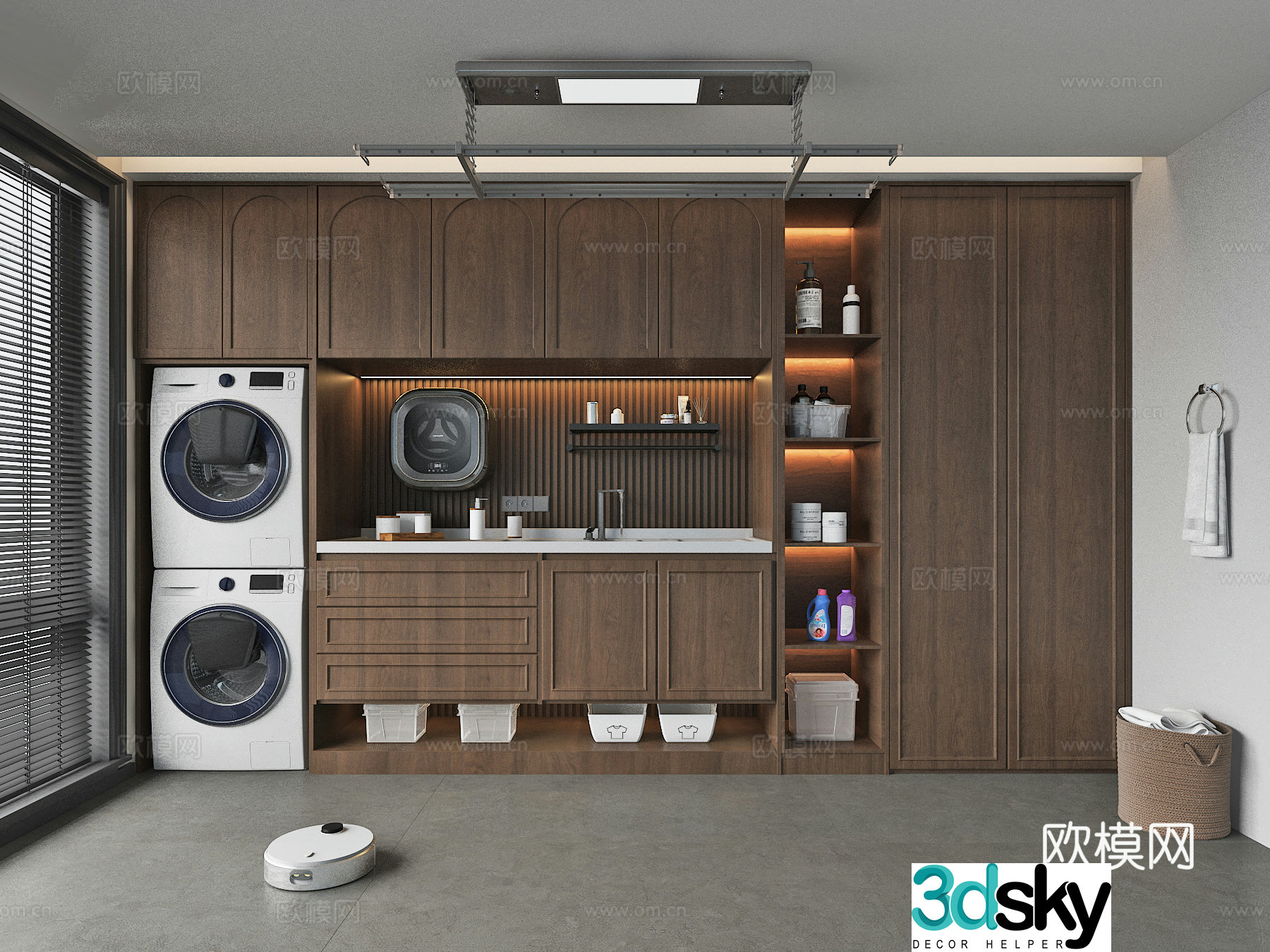 Middle style Wasabi style Laundry room Washing cabinet 3D model