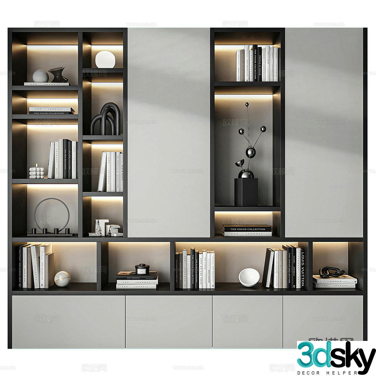 Modern Italian minimalist decorative bookcase 3D model