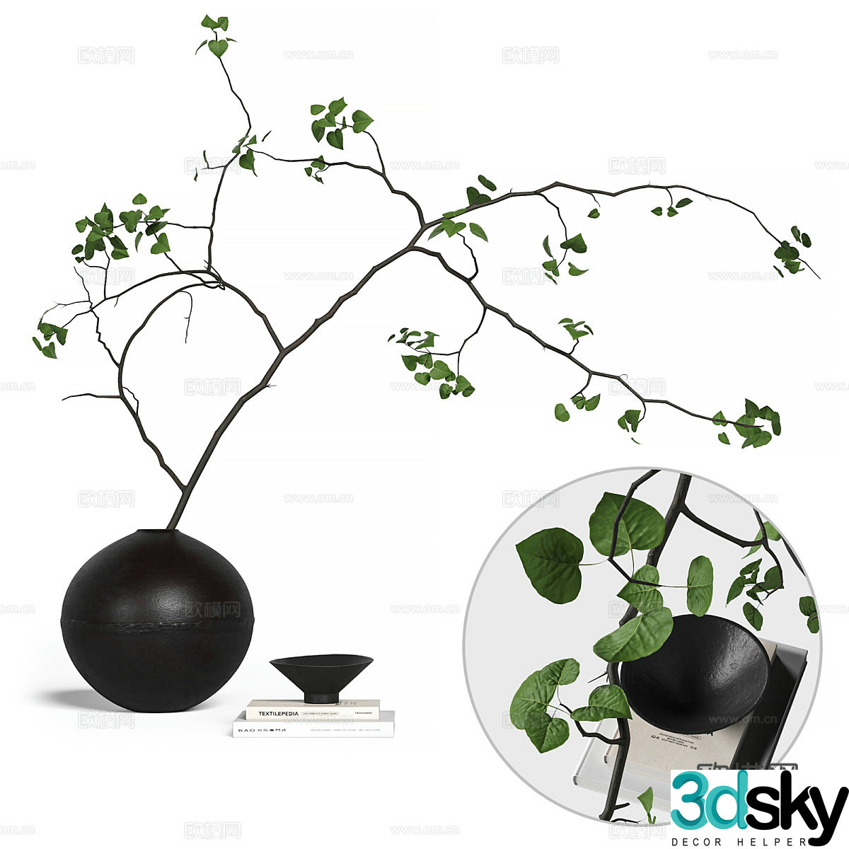 New Chinese style waive vase flower art 3D model