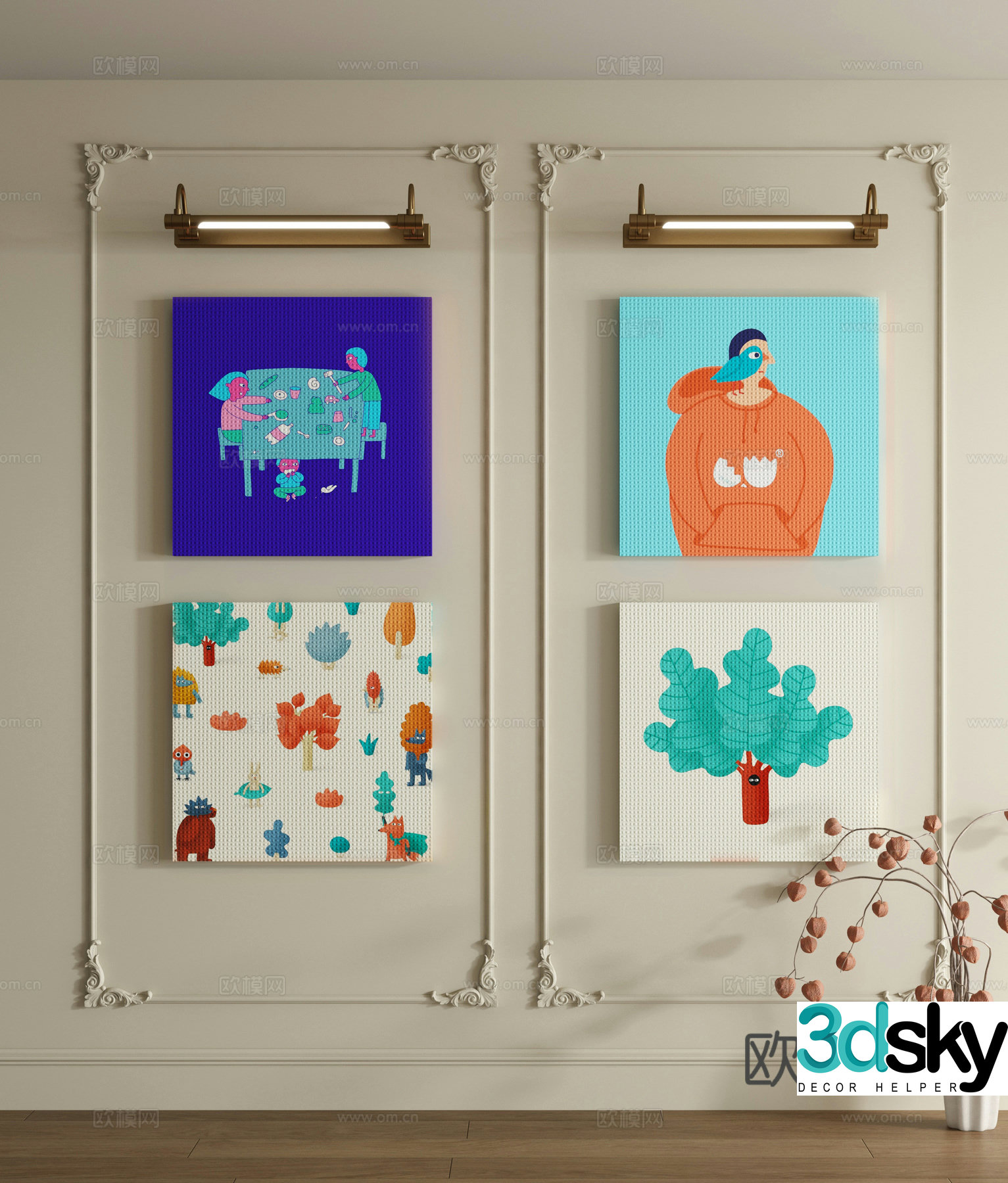 Dopamine decorative painting 3d model