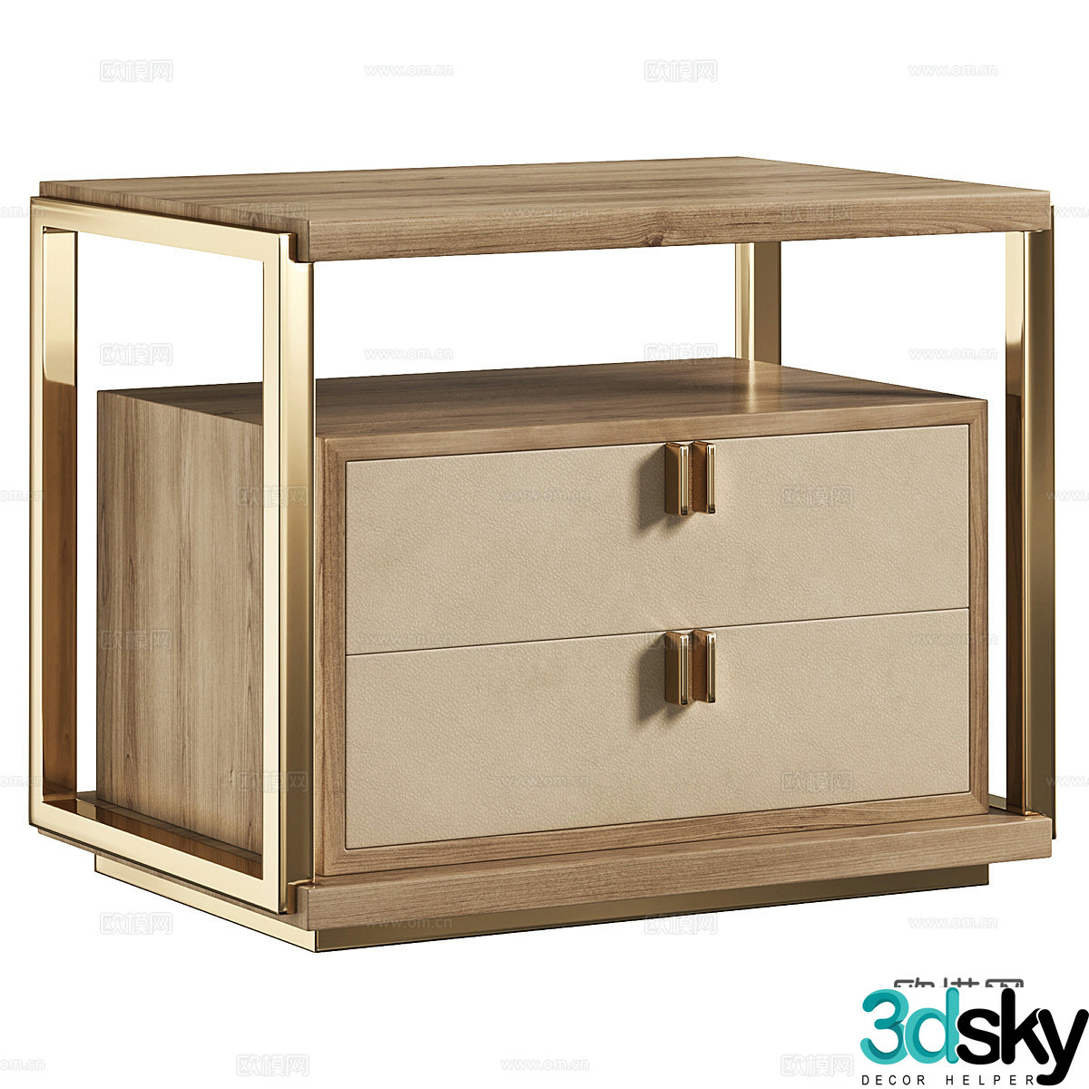 New Chinese style light luxury Lexton bedside table 3D model