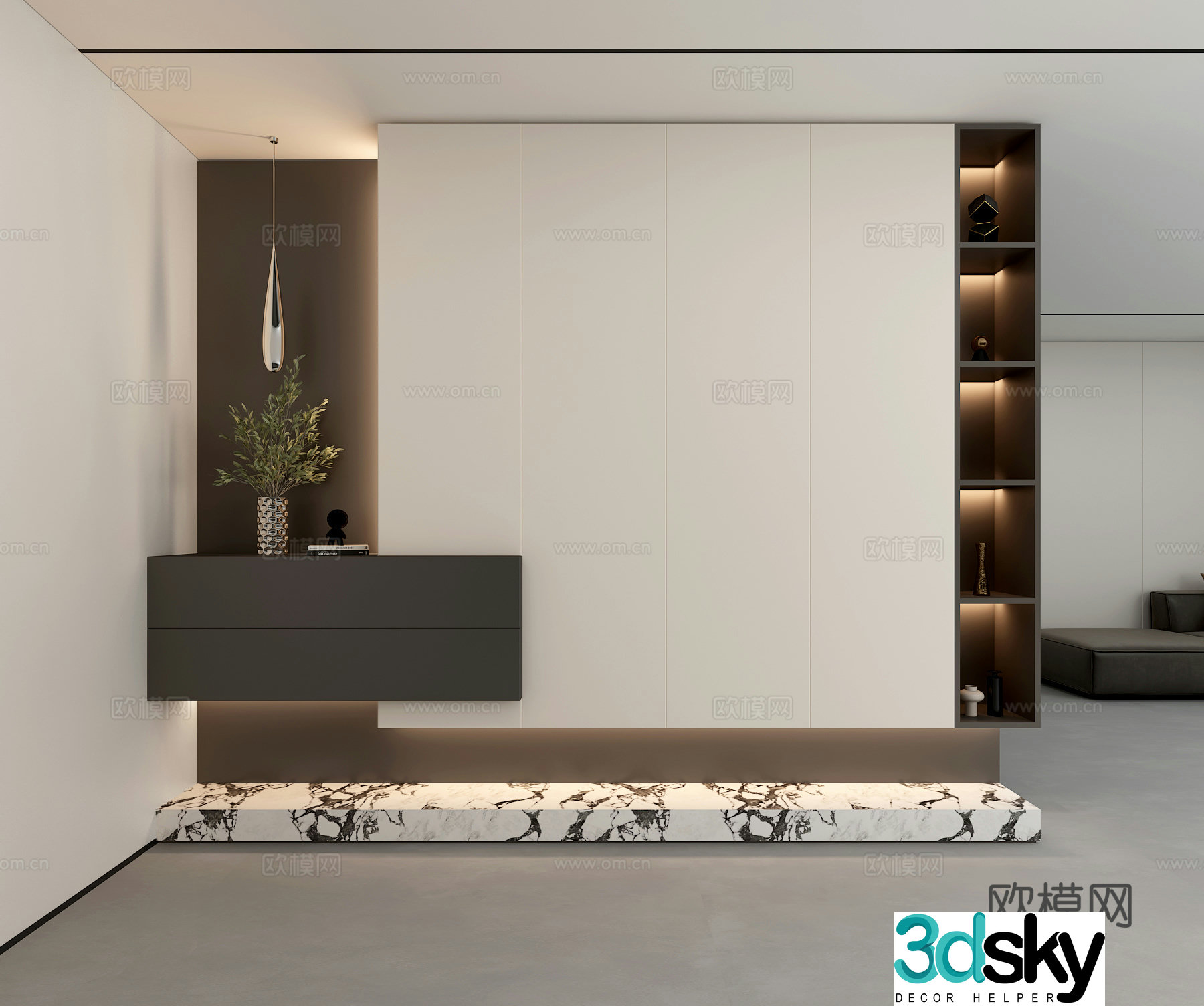 Modern entrance hall entrance decoration cabinet entrance hall shape 3D model