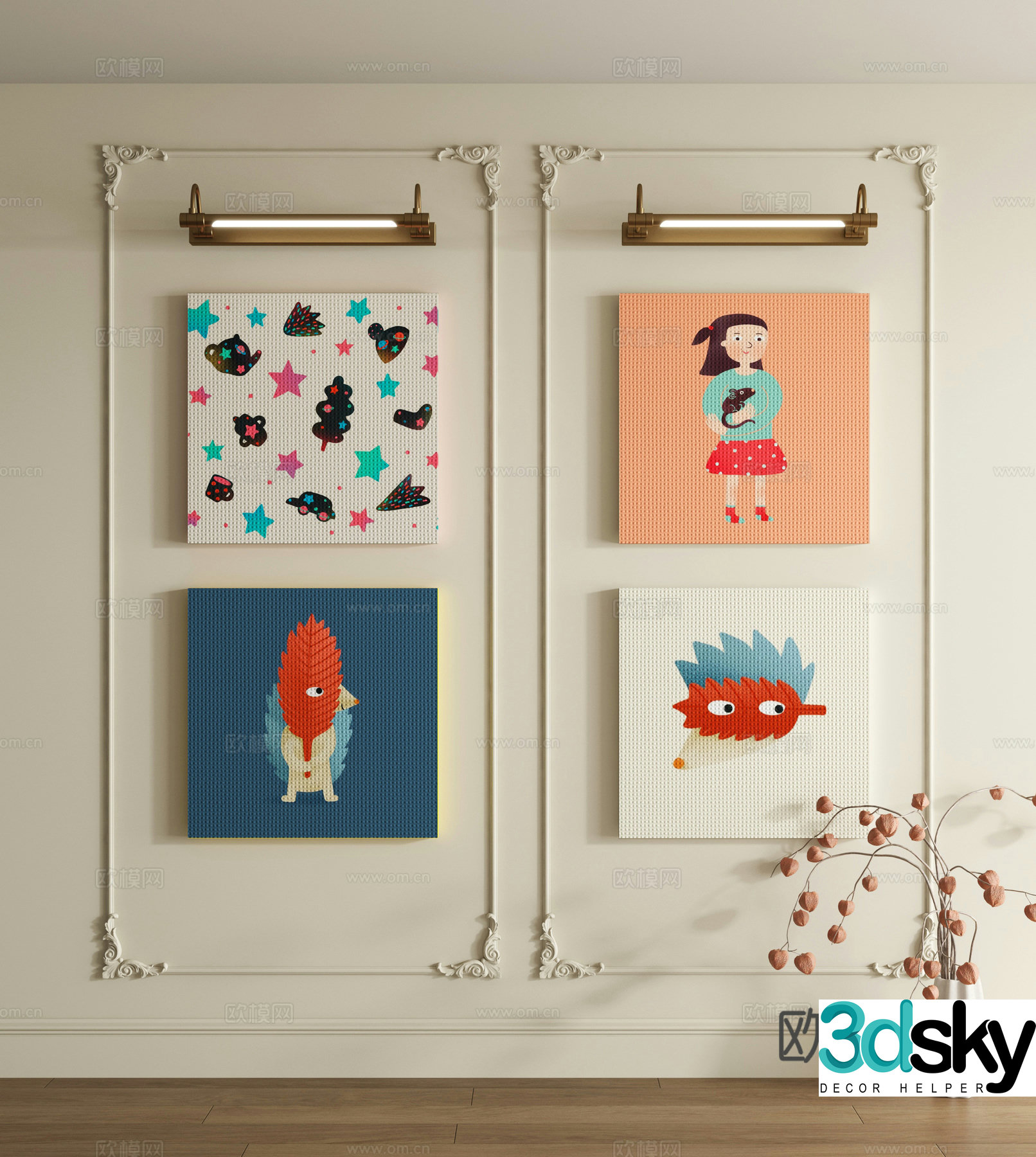 Dopamine decorative painting 3d model