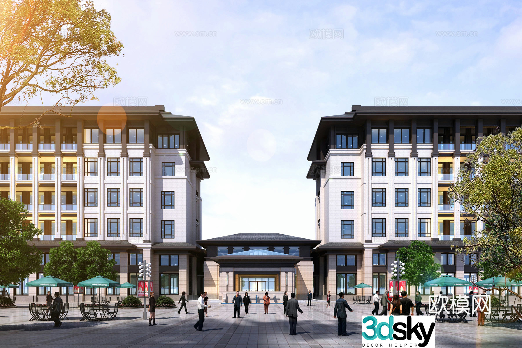 Multi-storey slope roof residential apartment commercial commercial residential building gate club entrance lobby 3d model