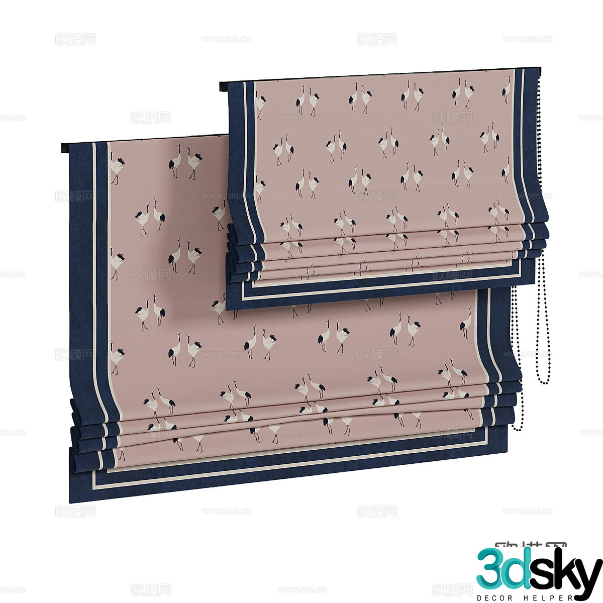New Chinese Roman curtain 3D model
