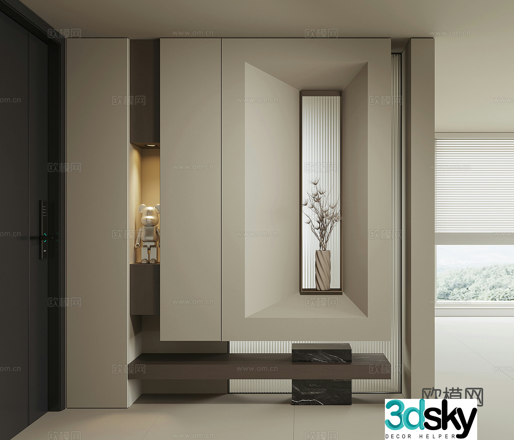 Modern entrance entrance door cabinet 3D model