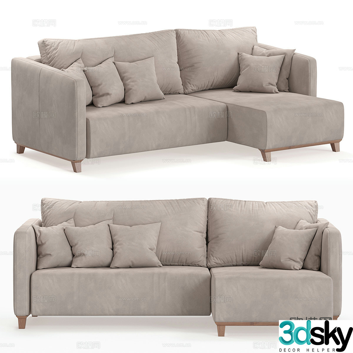 Modern Nordic art corner sofa 3d model