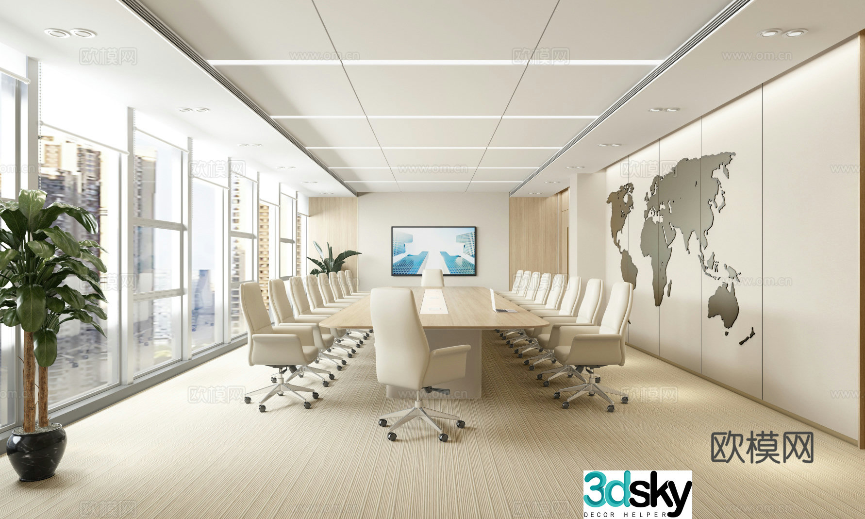 Modern conference room Training room Multifunctional room Video conference room 3d model
