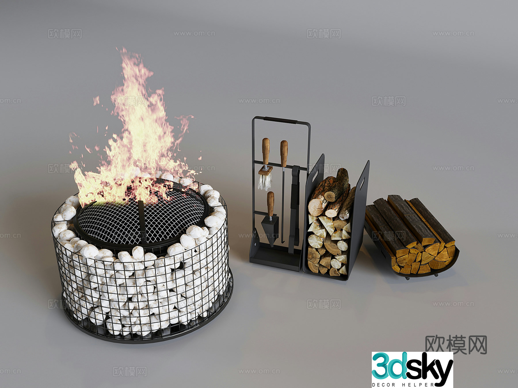 Stove bonfire wood tool 3d model