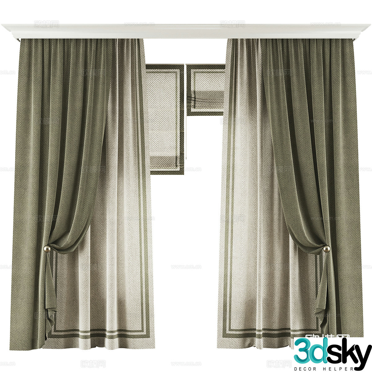 New Chinese style fabric curtain 3D model