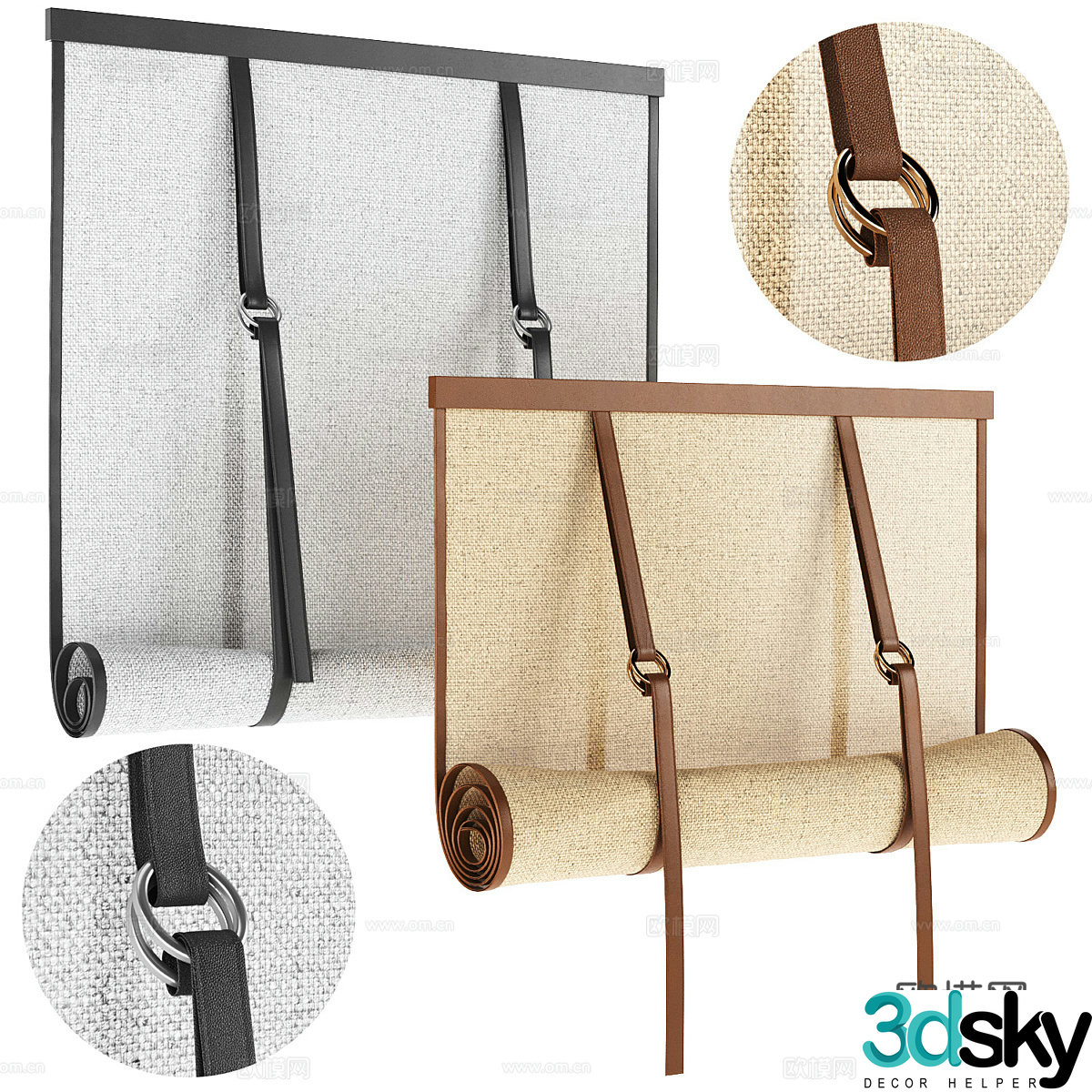 New Chinese roller blind 3D model