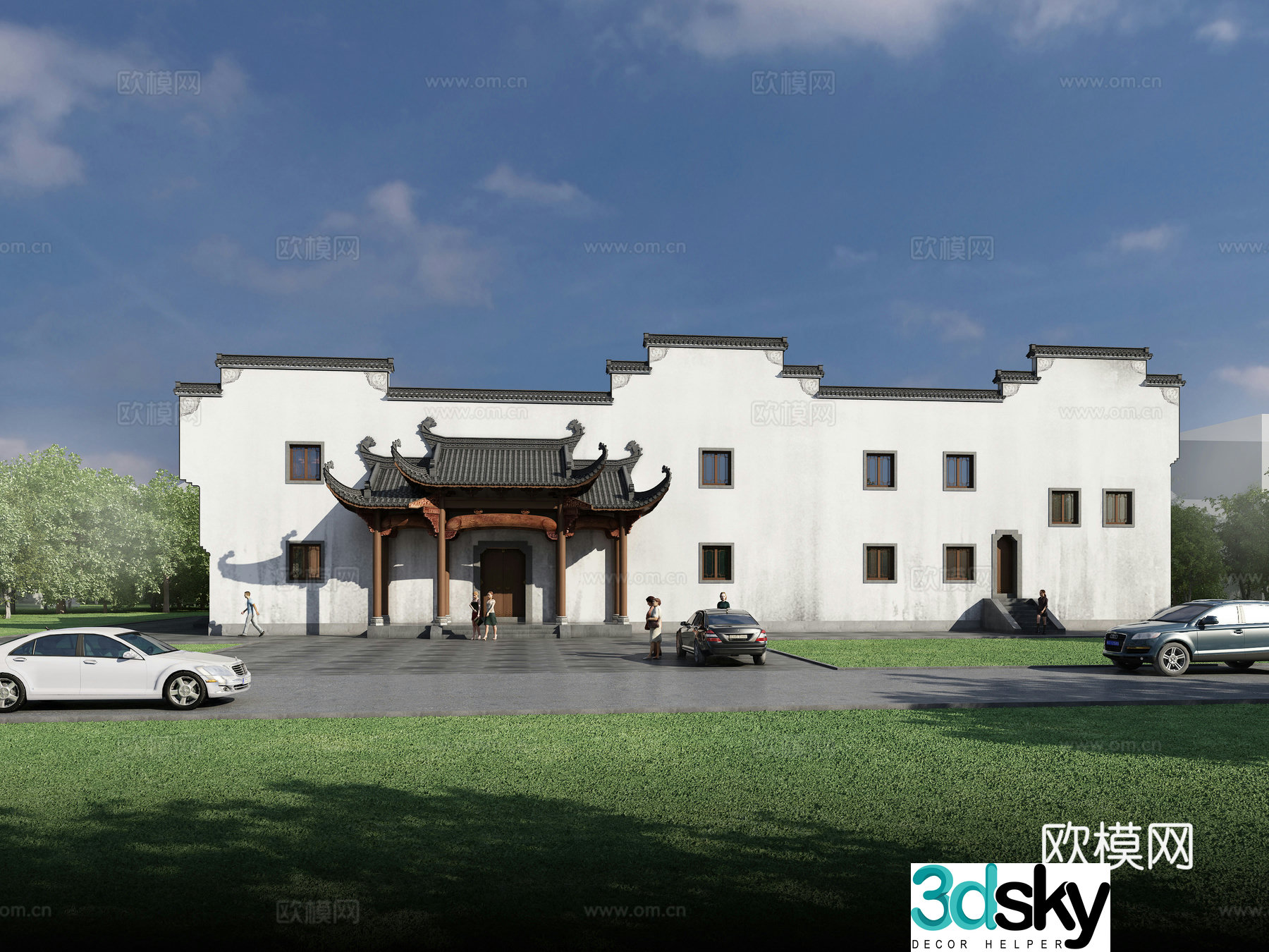 Chinese Hui style gatehouse patio 3D model