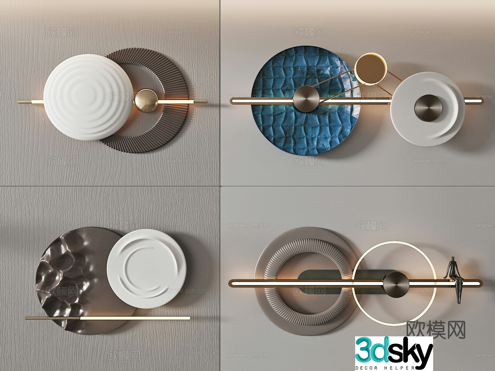 Modern light luxury wall decoration pendant three-dimensional painting art installation 3d model