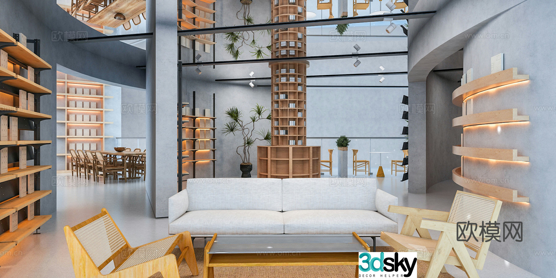 Modern cafe Book bar 3d model