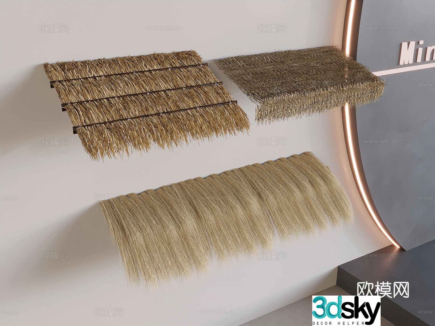 Thatched shed grass bandage thatched roof straw eaves 3D model