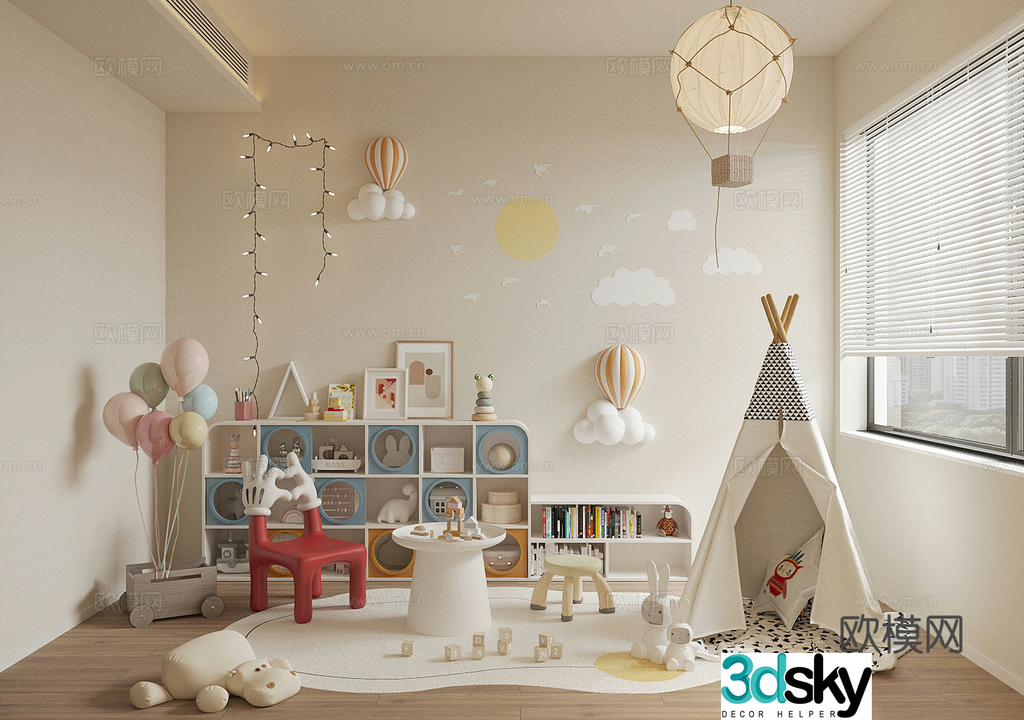 Modern children’s room Children’s entertainment room Children’s toy room Toy doll combination 3D model