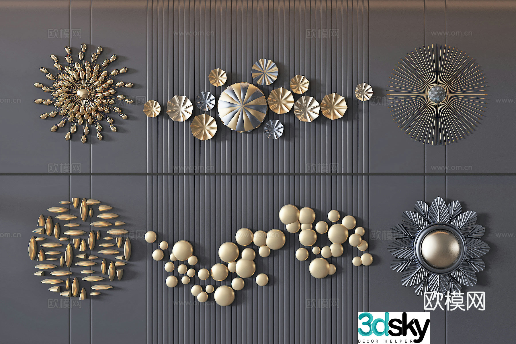 Modern light luxury wall decoration pendant three-dimensional painting art installation 3d model