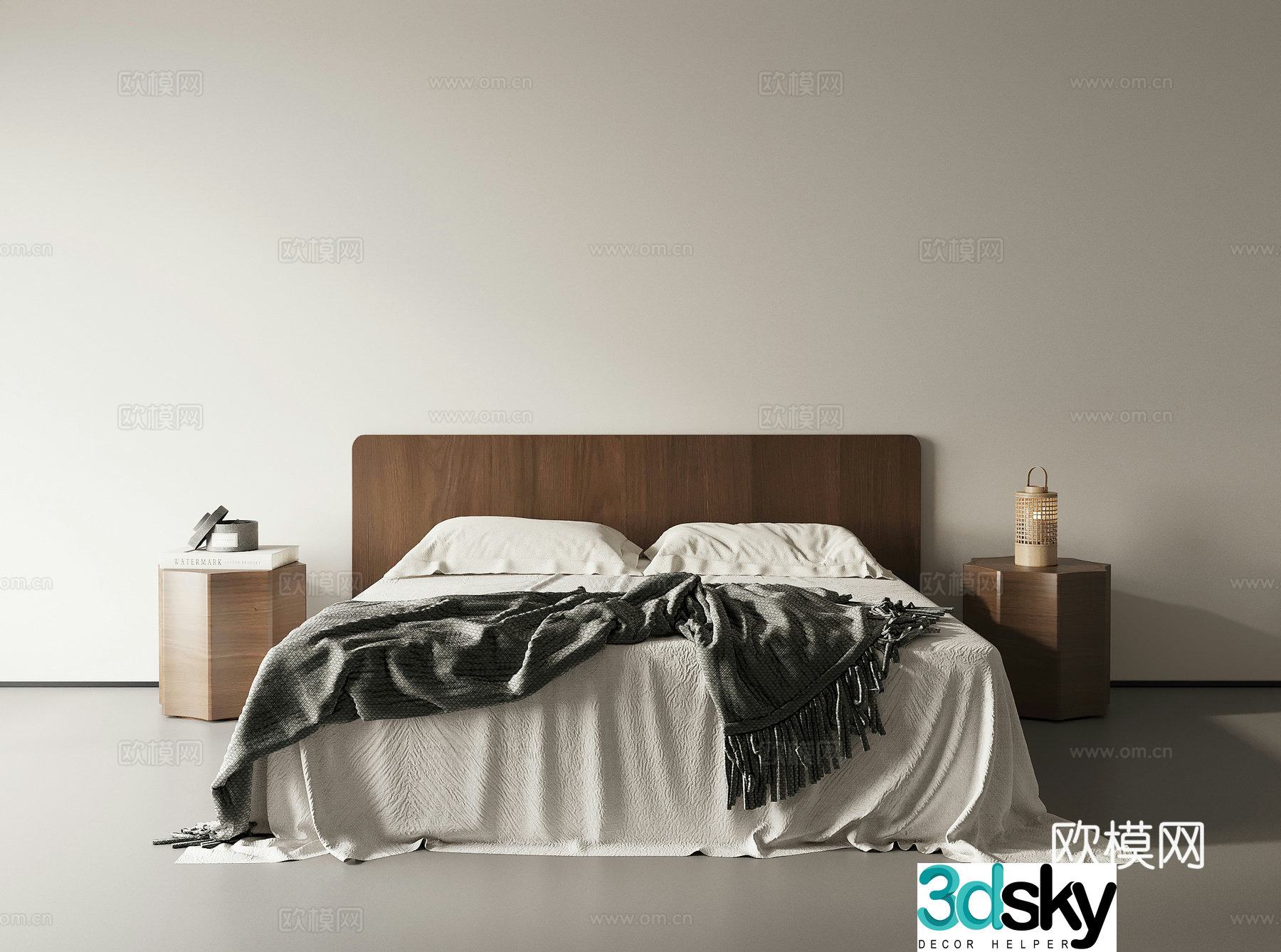 Middle-aged double bed 3d model