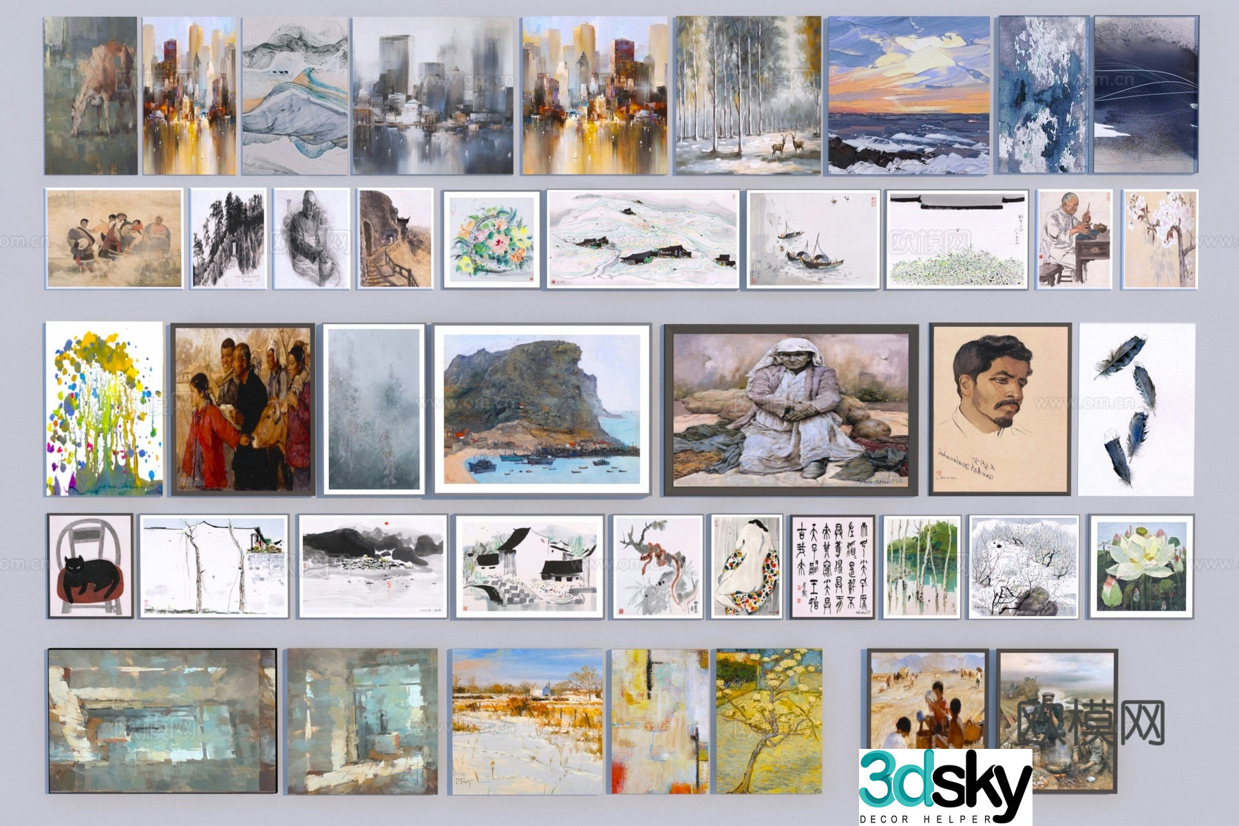 Modern hanging painting decorative painting 3d model