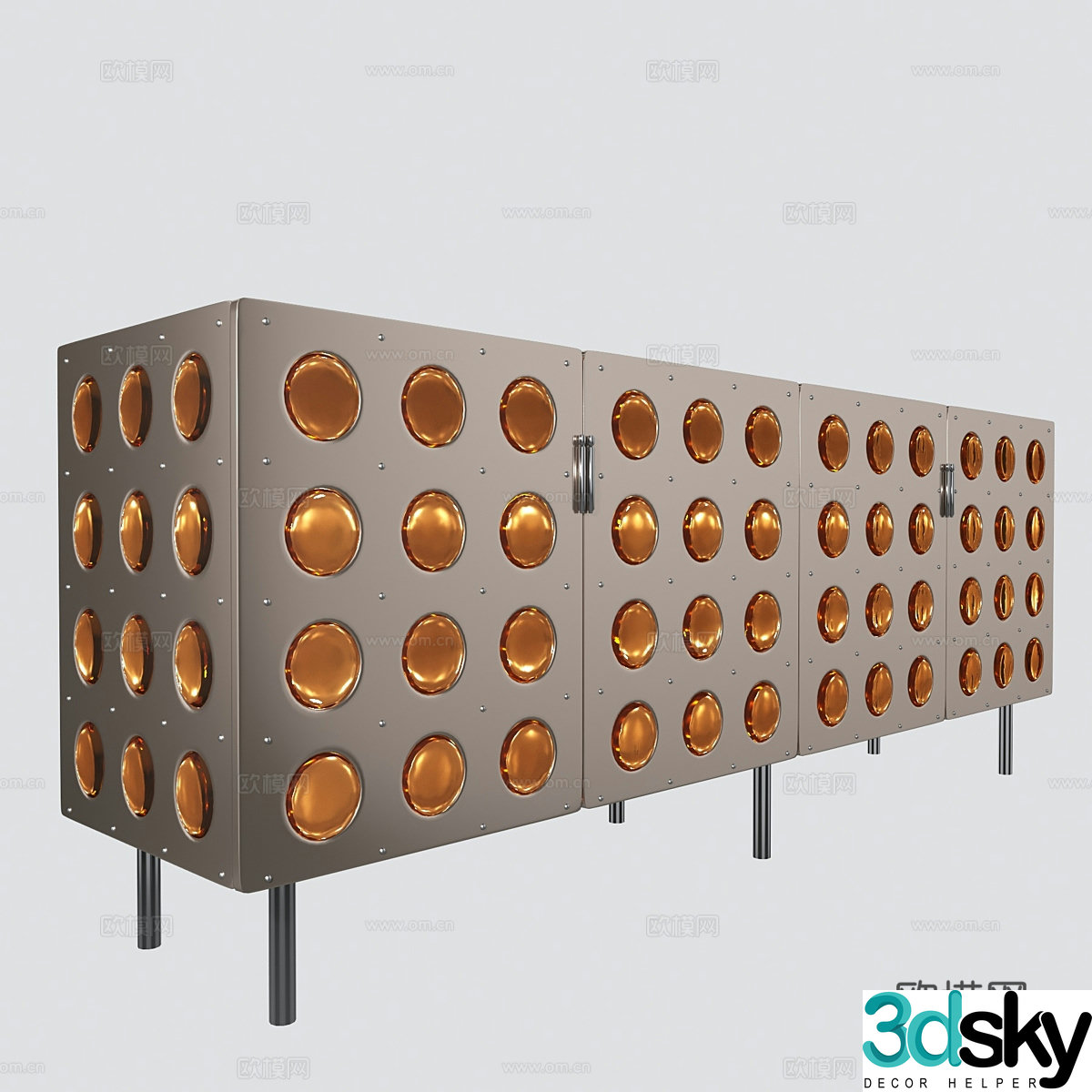 Modern industrial style metal TV cabinet 3D model