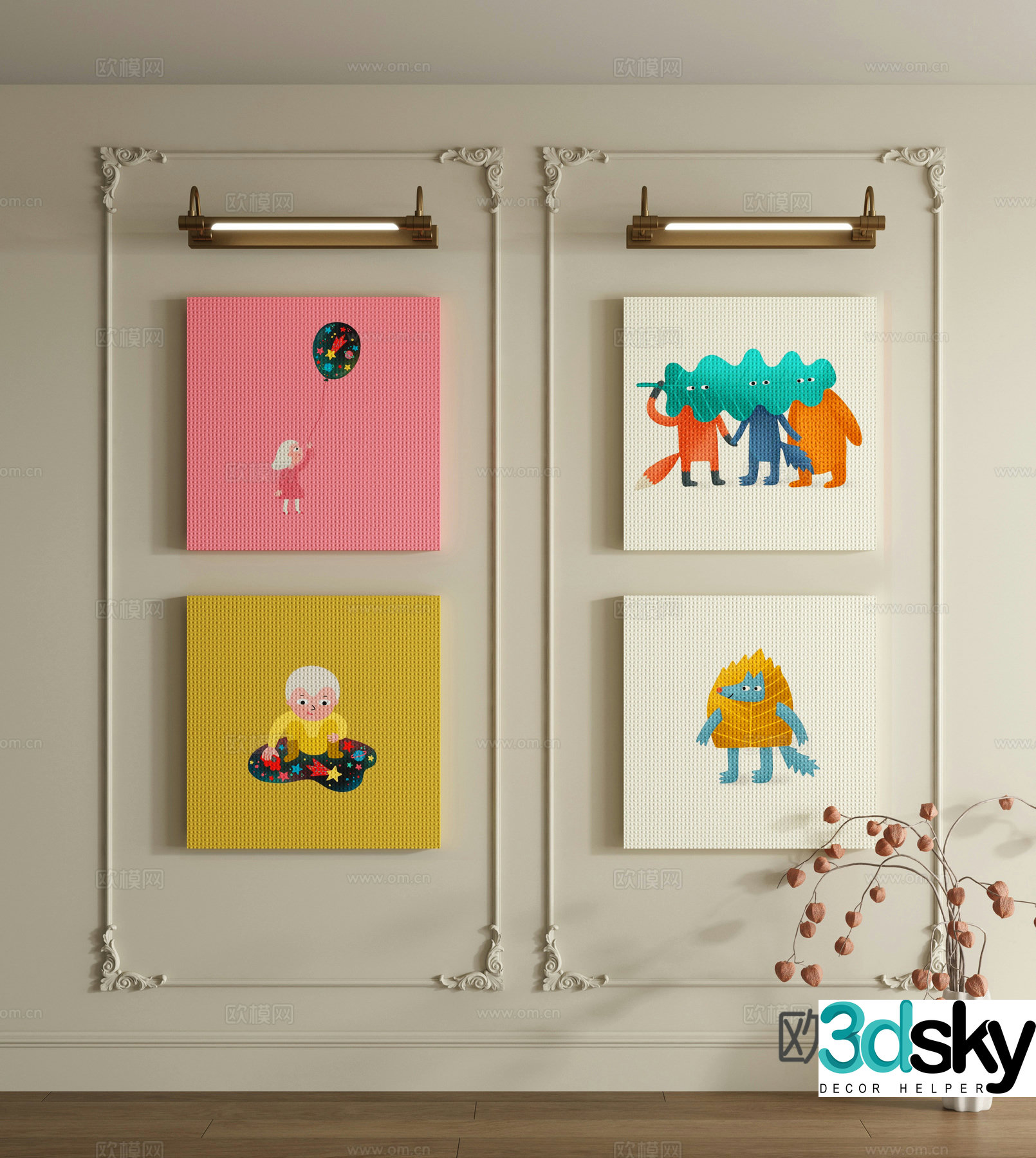 Dopamine decorative painting 3d model