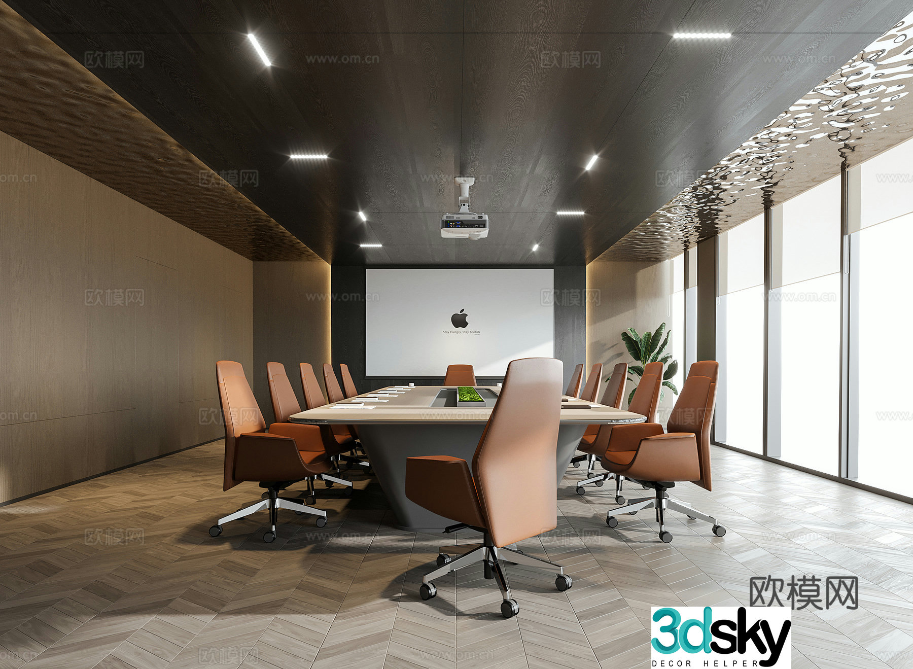 Modern conference room conference table chair office chair conference table 3d model
