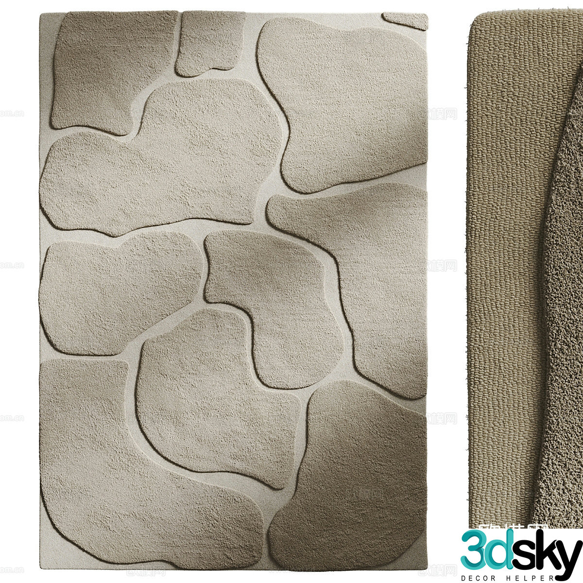 New Chinese style Sagredo wool carpet 3D model