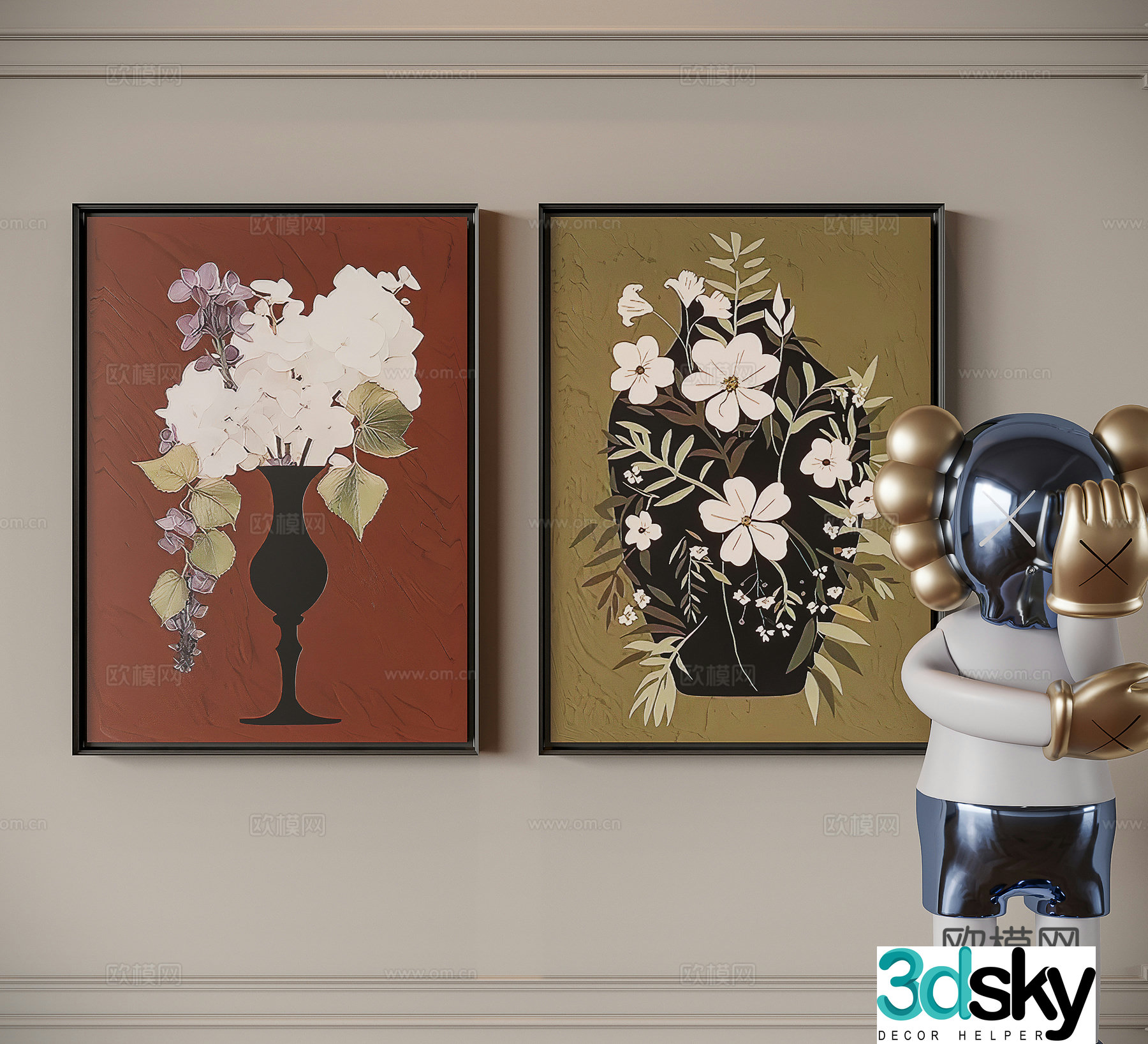 Modern medieval style decorative painting 3d model