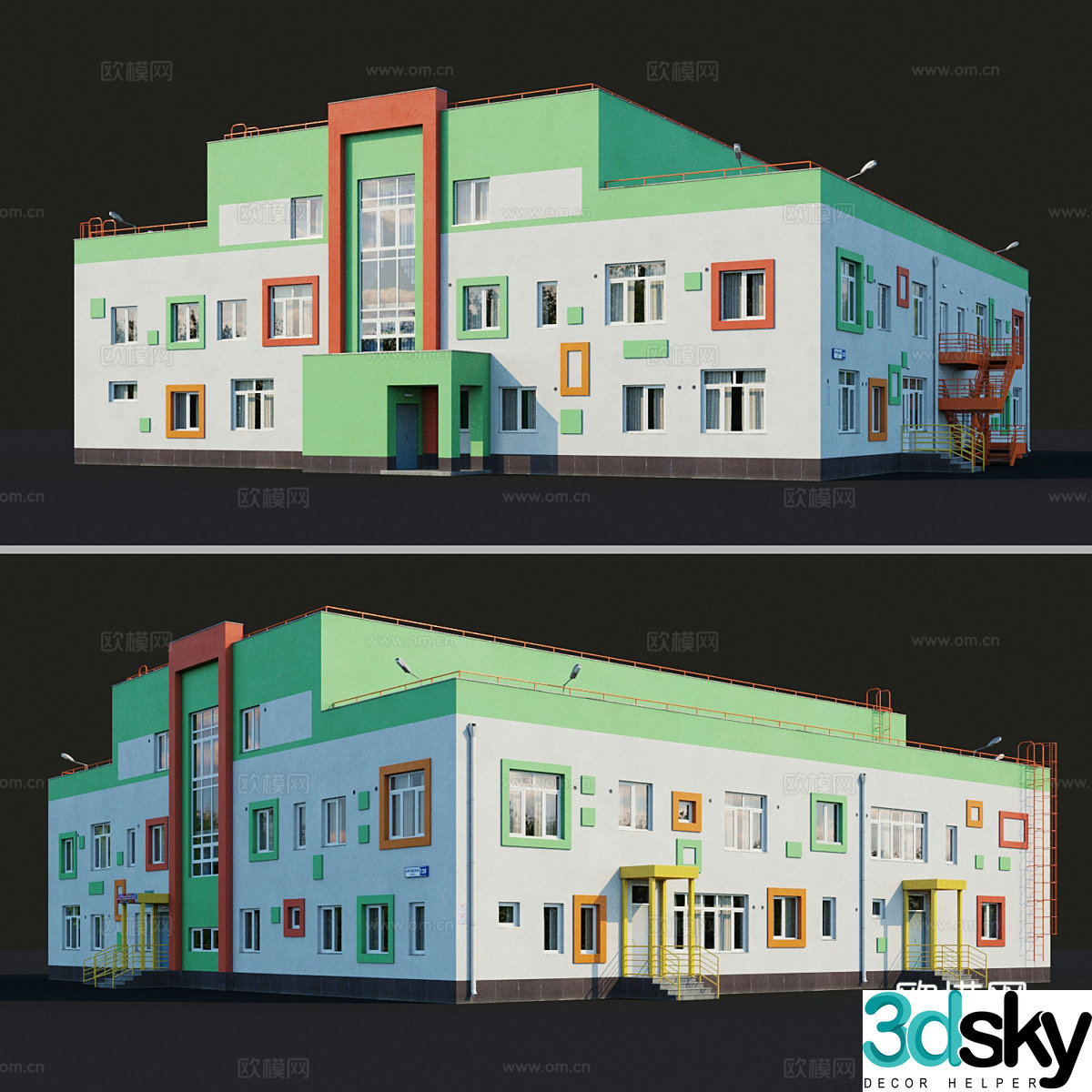 Kindergarten architecture 3d model