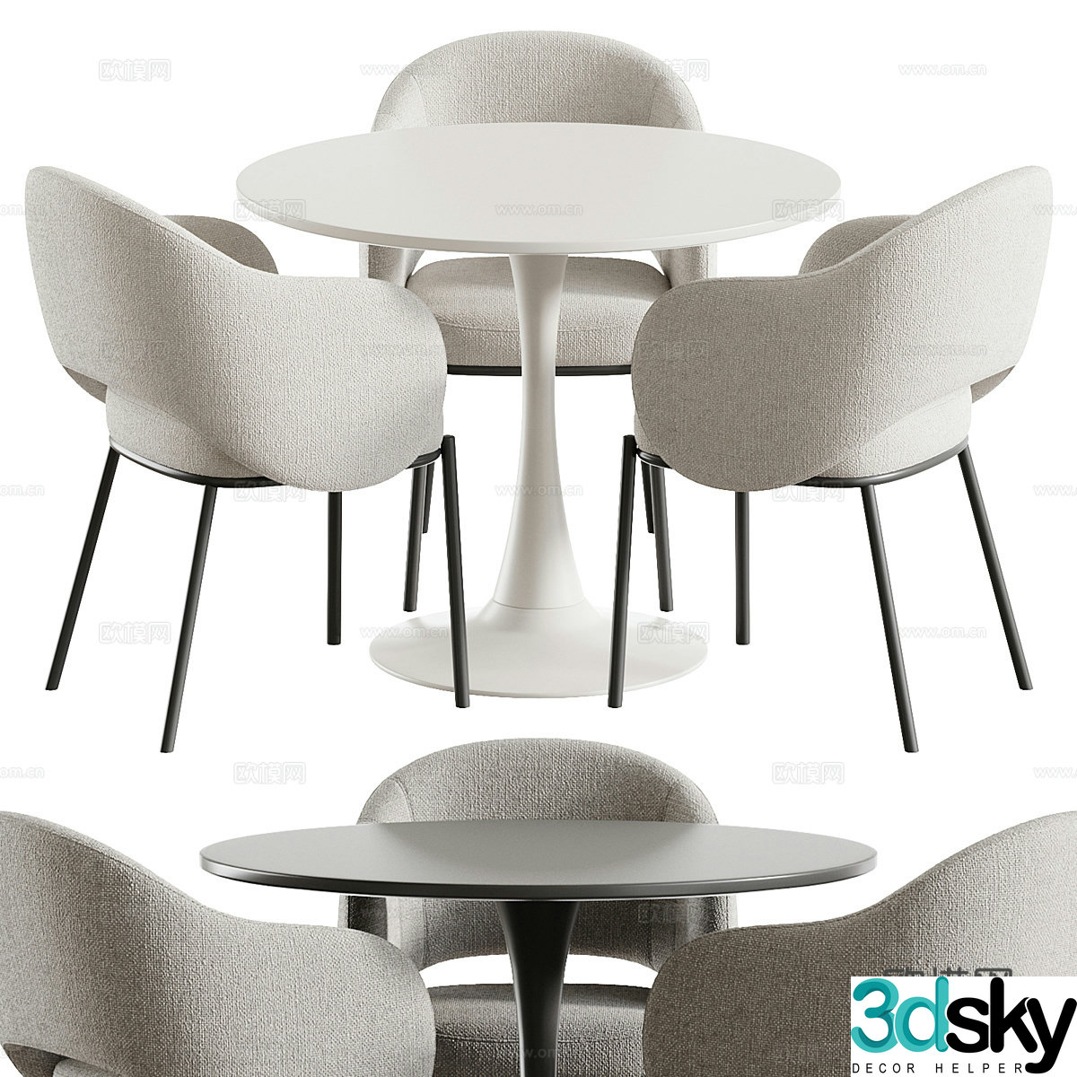 Modern casual table and chair negotiation table and chair 3D model