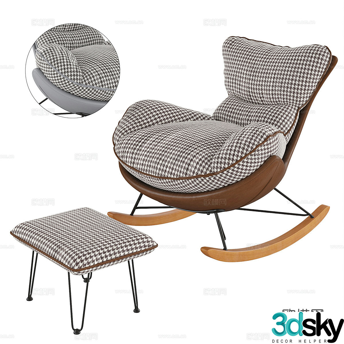 Modern Nordic Sherlock lounge chair 3d model