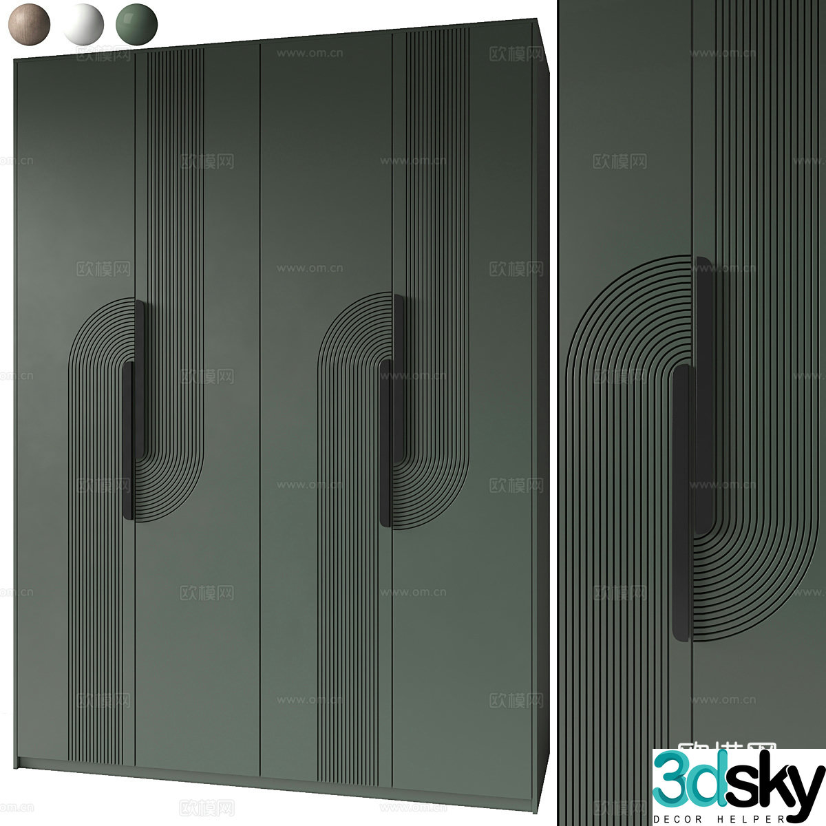 New Chinese style light luxury wardrobe 3D model