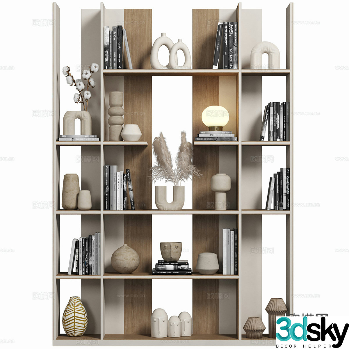 New Chinese style Wasabi Decoration Cabinet Bookshelf Decoration rack 3D Model