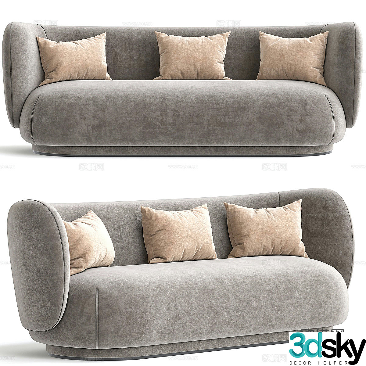 Modern Cream Style Rico Casual Sofa 3D Model
